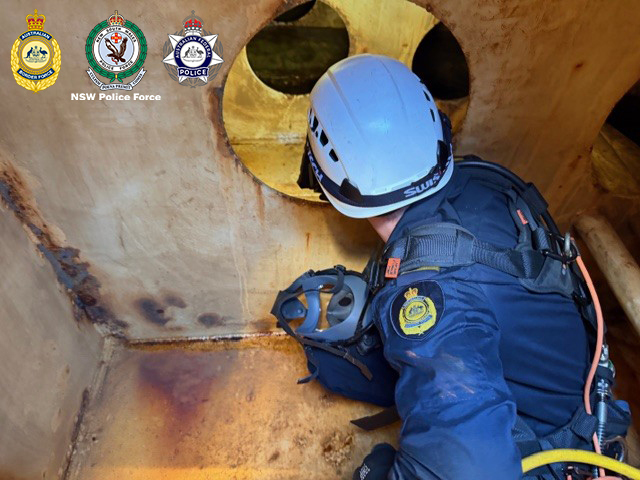 Police uncover one of the hiding places on the ship.