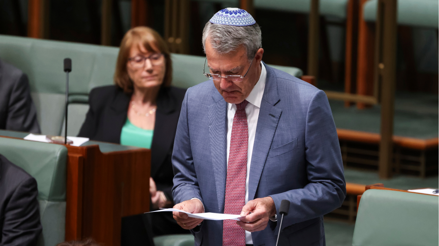 Member for Isaacs Mark Dreyfus speaks during a condolence motion in relation to the victims of the Bondi antisemitic terror attack, in the House of Representatives at Parliament House in Canberra on Monday 19 January 2026.