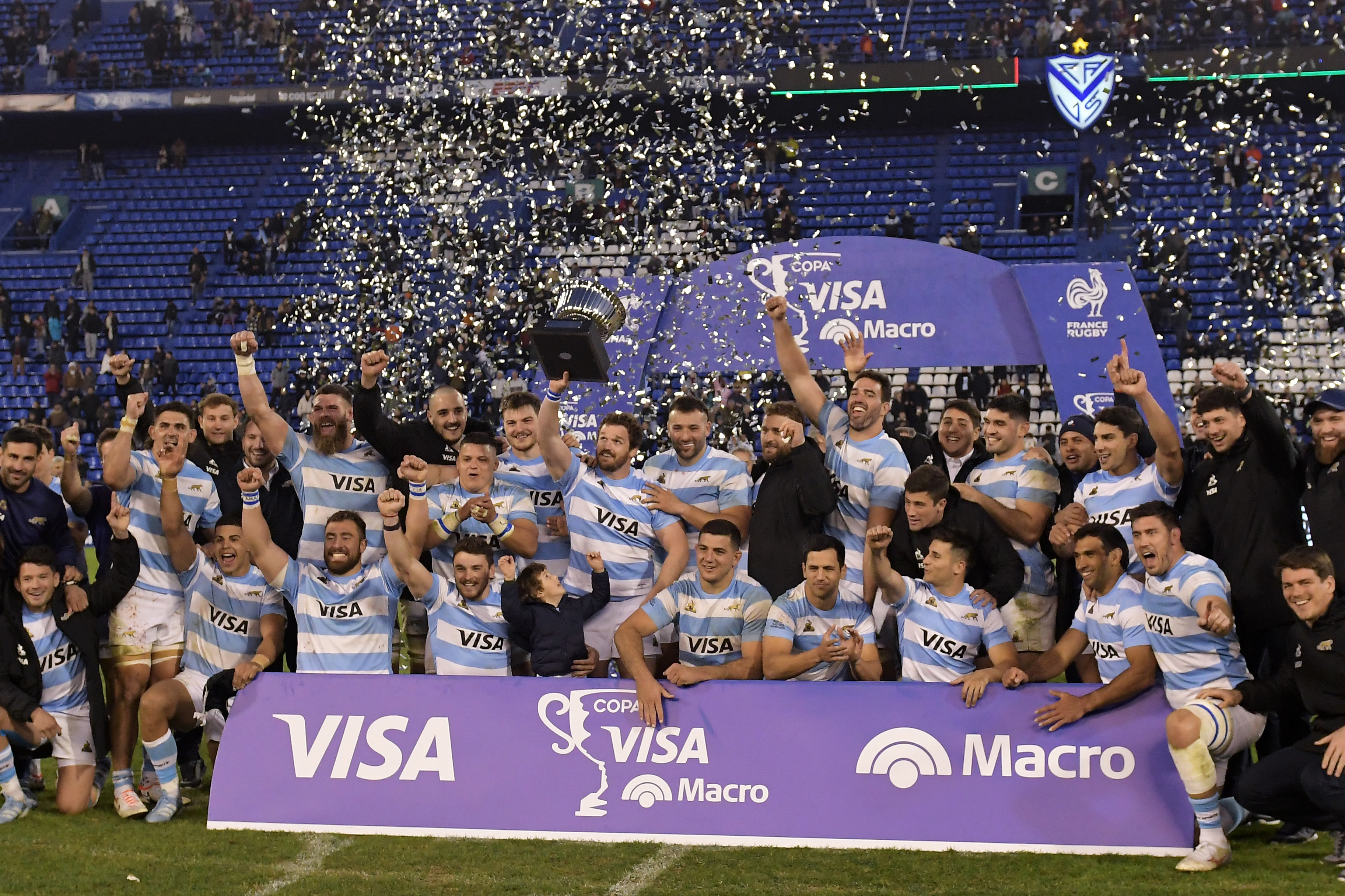 Julian Montoya of Argentina lifts the trophy in Buenos Aires.