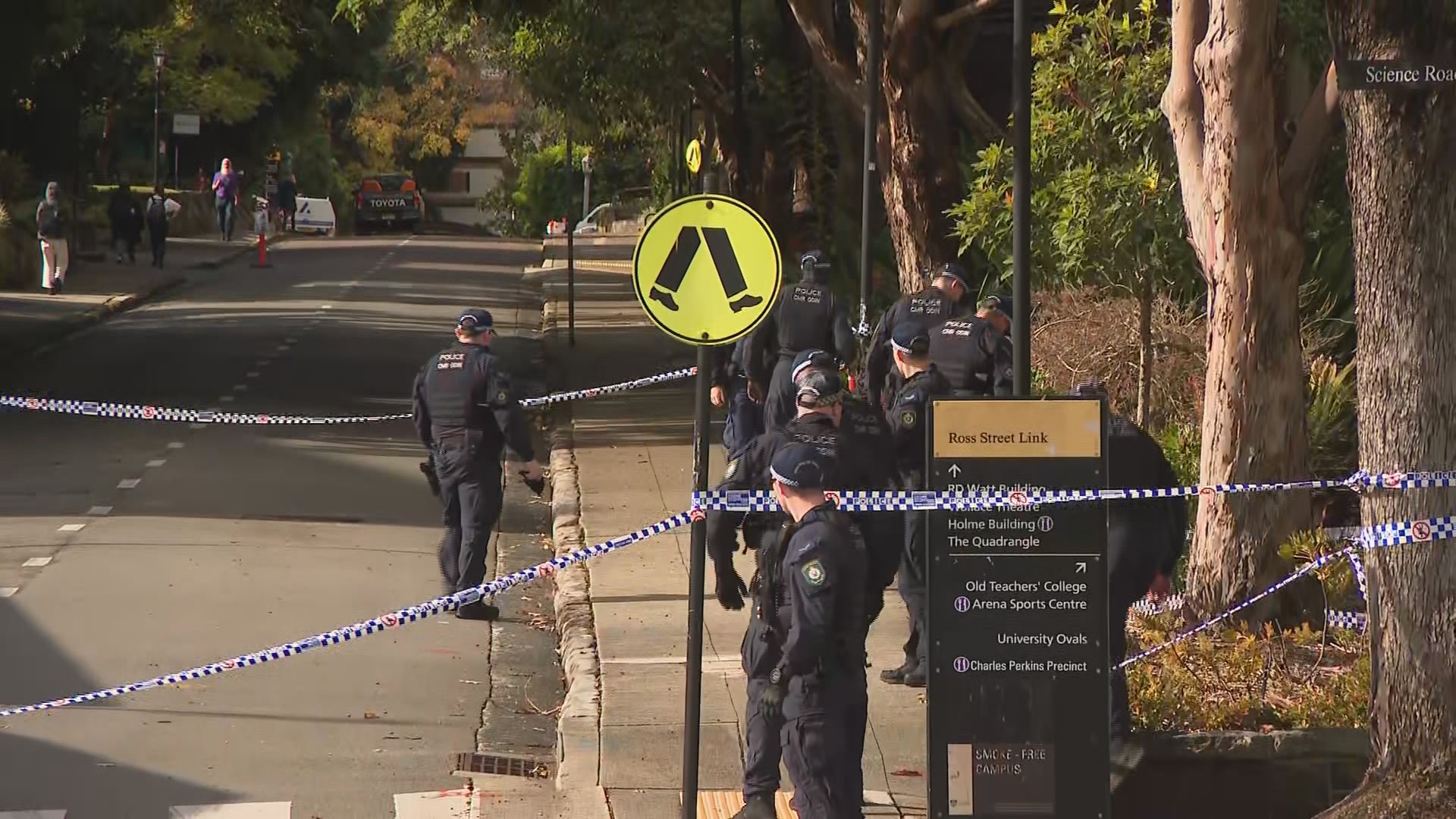 Counter-terrorism police are investigating after a 14-year-old boy was dressed in camouflage when he allegedly stabbed a student at the University of Sydney. ﻿