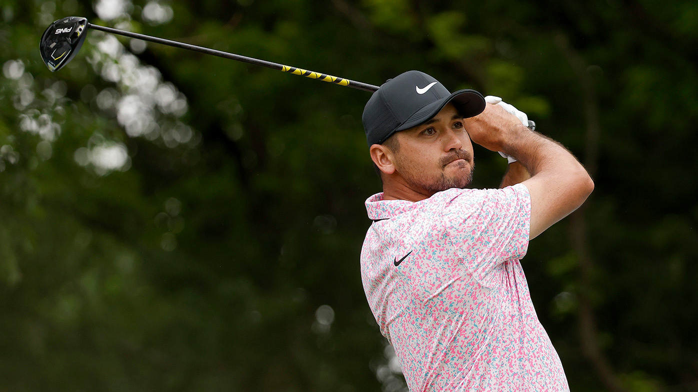 Jason Day of Australia plays his shot from the second tee during the final round of the AT&T Byron Nelson at TPC Craig Ranch on May 14, 2023 in McKinney, Texas. (Photo by Mike Mulholland/Getty Images)