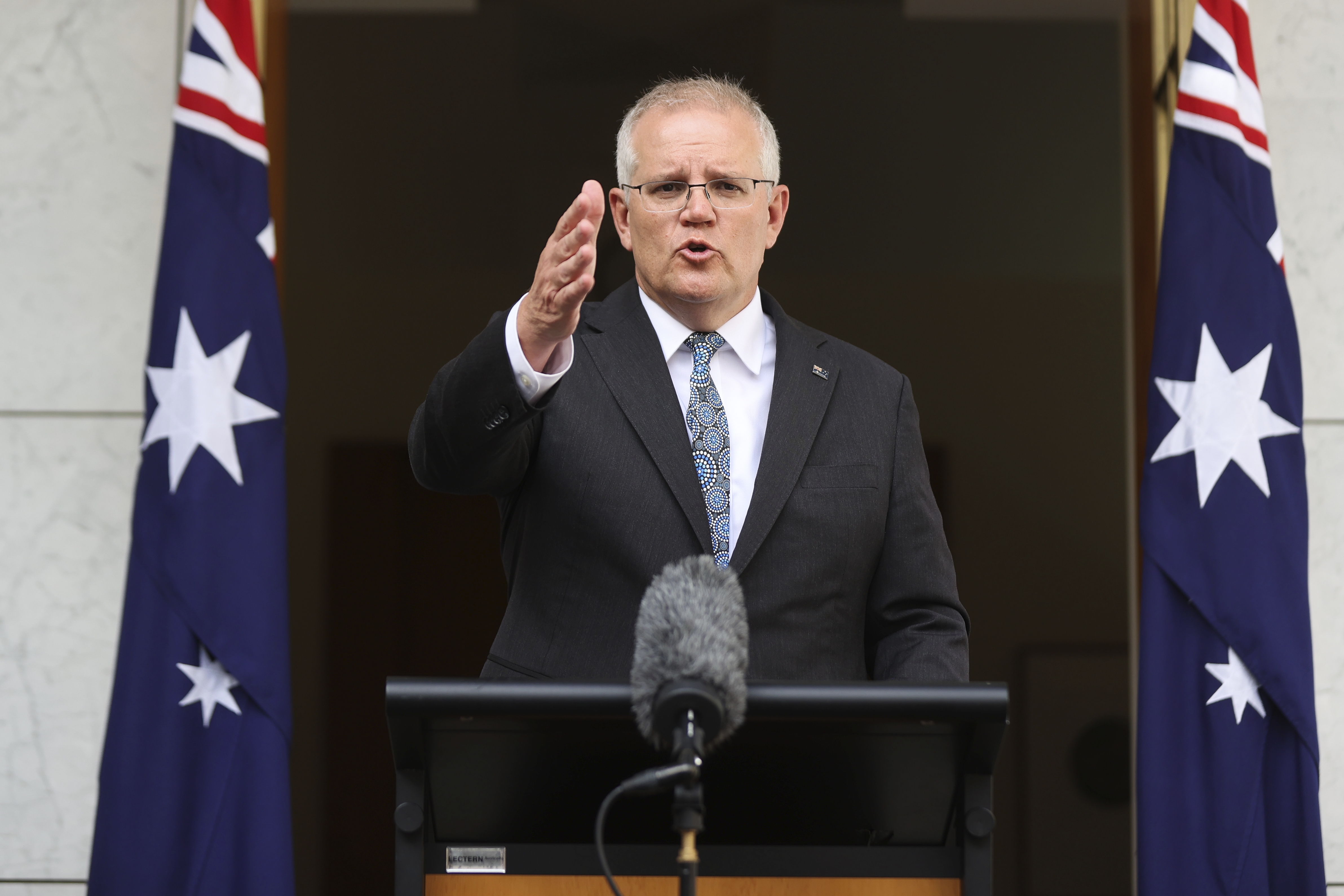 Prime Minister Scott Morrison during a press conference after National Cabinet. 