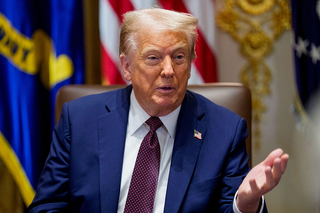 US President Donald Trump during a cabinet meeting at the White House in Washington, DC, US, on Tuesday, Aug. 26, 2025. Trump said he was prepared for a legal fight with Federal Reserve Governor Lisa Cook after he moved to oust her from her post following allegations that she falsified mortgage documents. Photographer: Aaron Schwartz/CNP/Bloomberg