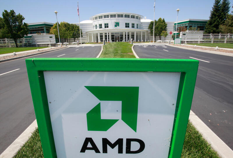 This July 13, 2010, file photo, shows an entrance to the Advanced Micro Devices Inc. (AMD) headquarters in Sunnyvale, Calif.