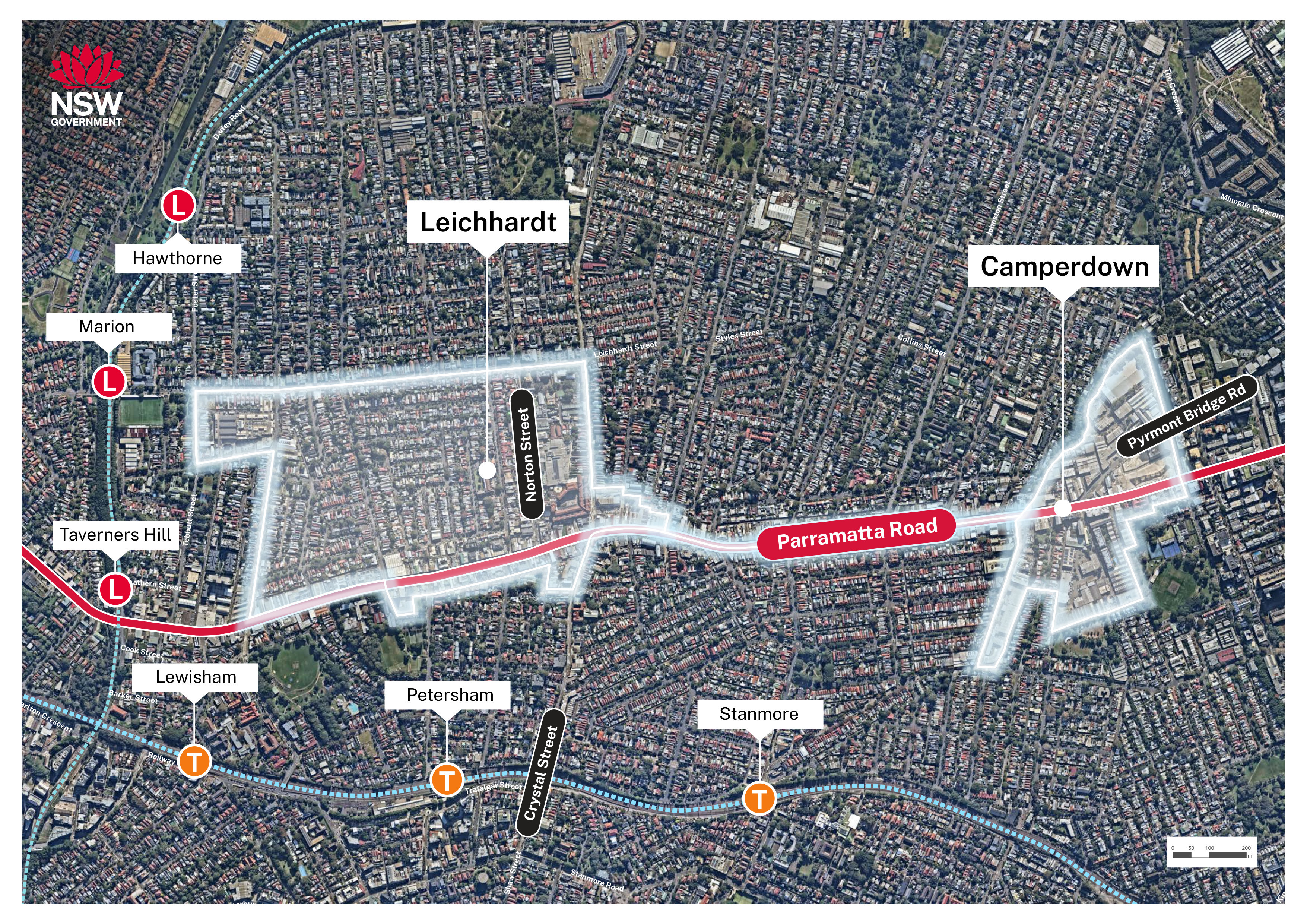 A rezoning plan of Parramatta Road in Sydney, NSW released by the Labor government on Sunday, September 14.