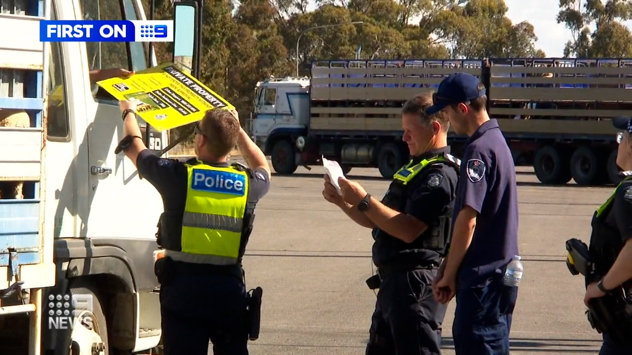 Police and Agriculture Victoria Officers are checking every vehicle that drives into the Bendigo saleyards. 