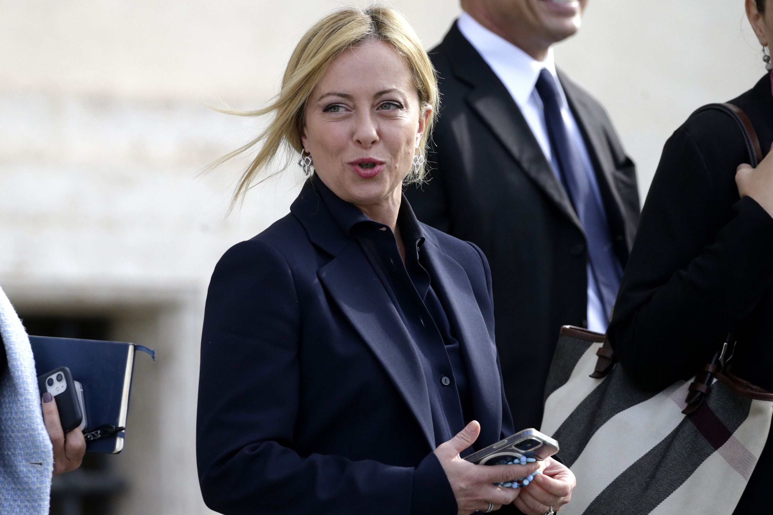 Brothers of Italy's leader Giorgia Meloni leaves the Quirinale Presidential Palace after talks with Italian President Sergio Mattarella, Friday, Oct. 21, 2022, who will appoint a new Italian premier after Sept. 25 political elections.