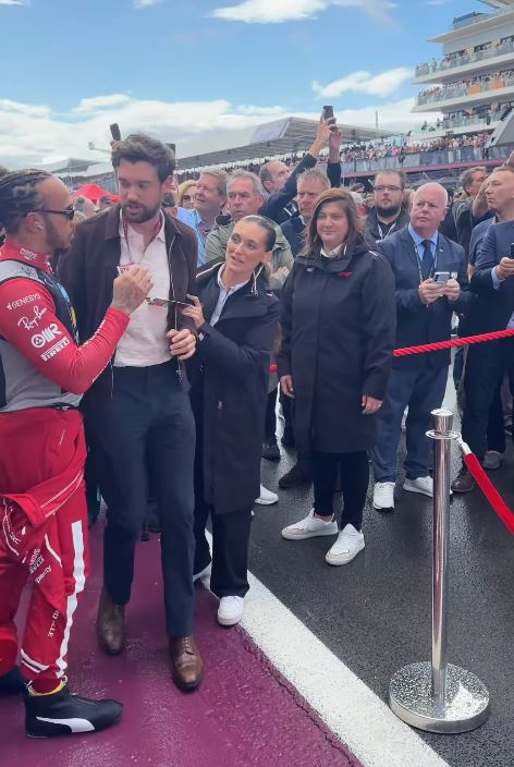Jack Whitehall bumped into Lewis Hamilton at the F1 Grand Prix 