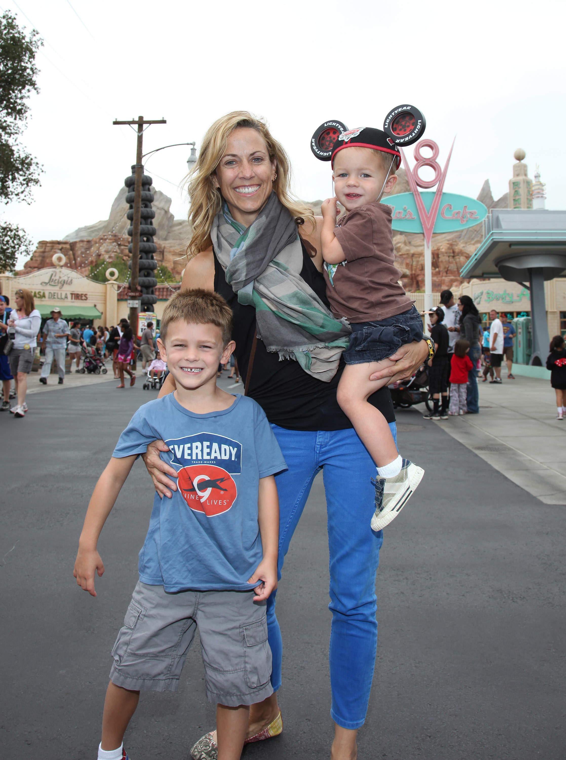 Sheryl Crow adopted two sons as a single mum. They are pictured in 2012.