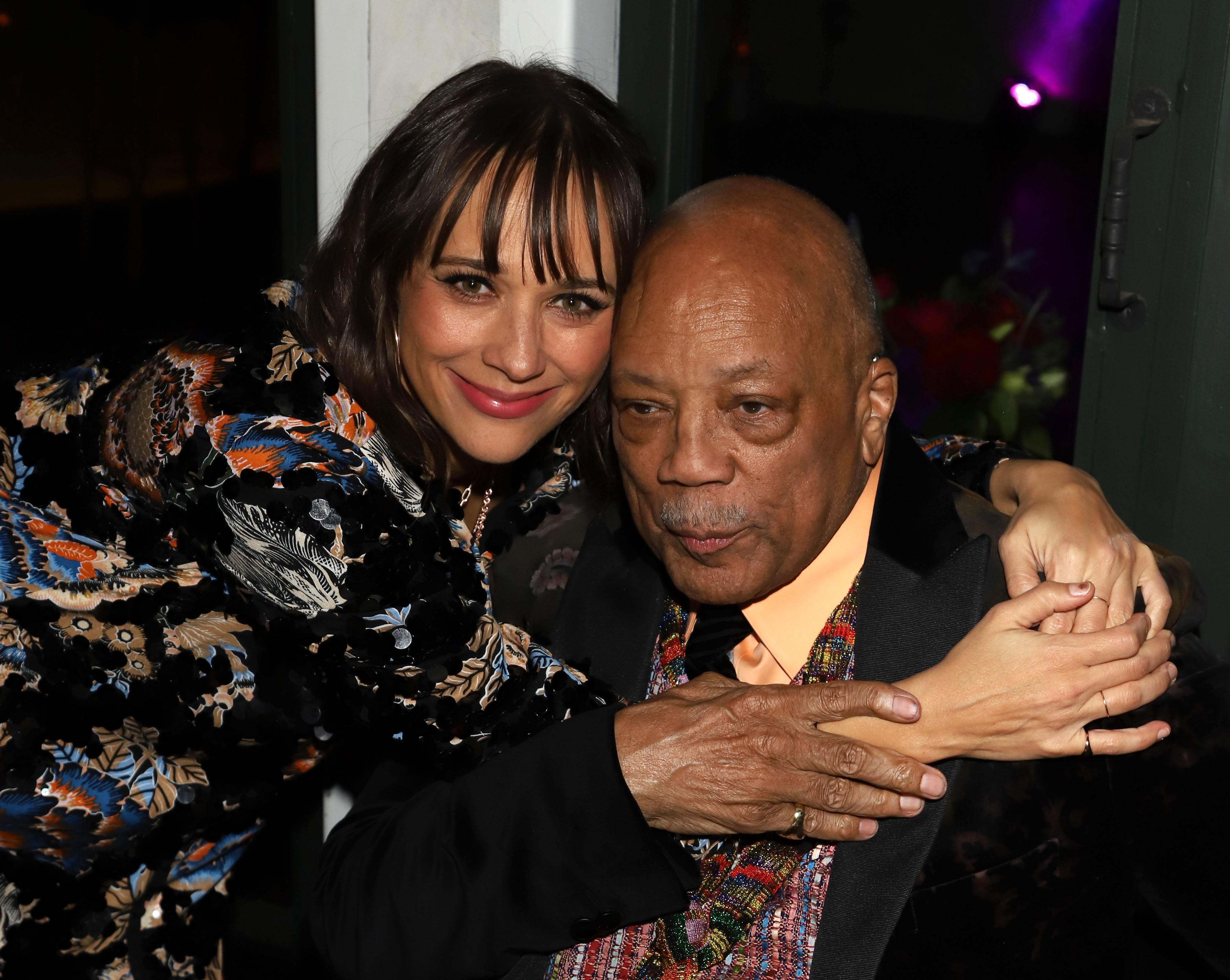 Rashida Jones and Quincy Jones attend Common's 5th Annual Toast to the Arts  at Ysabel on February 22, 2019 in West Hollywood, California. 