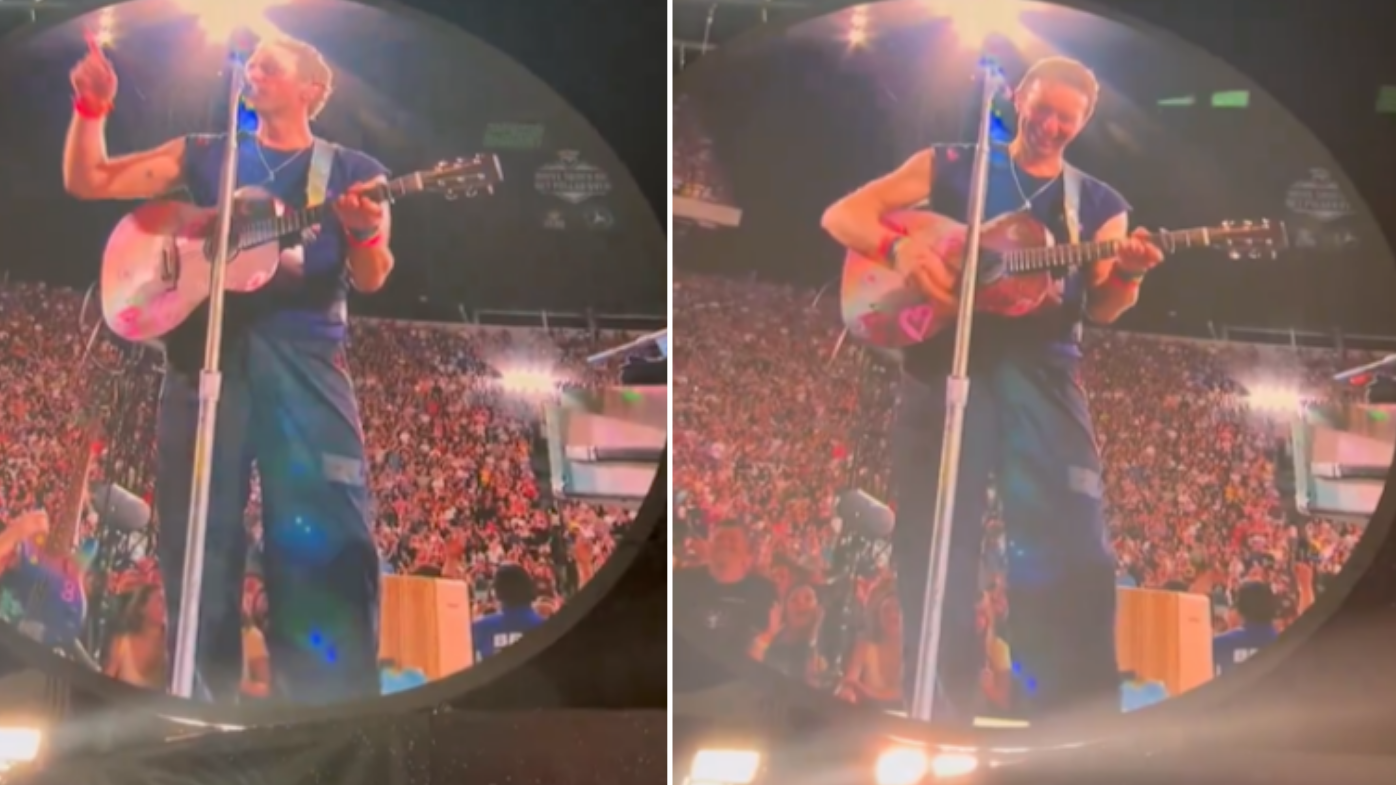 Chris Martin gives Coldplay audience a cheeky warning about the jumbotron