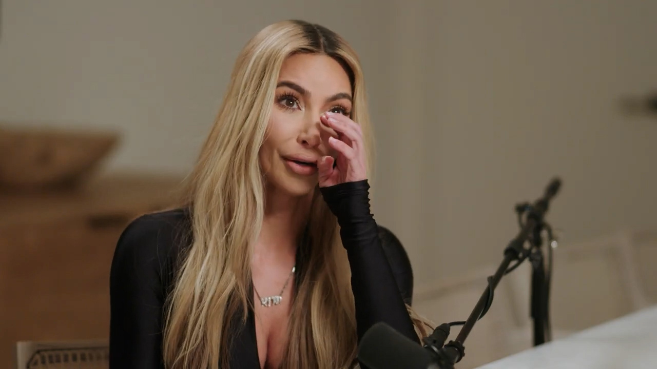 Kim Kardashian has become emotional talking about protecting her children during an interview on the Angie Martinez IRL podcast.