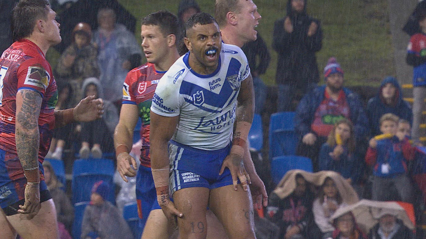 Josh Addo-Carr came straight from the field after suffering a hamstring injury against the Knights.