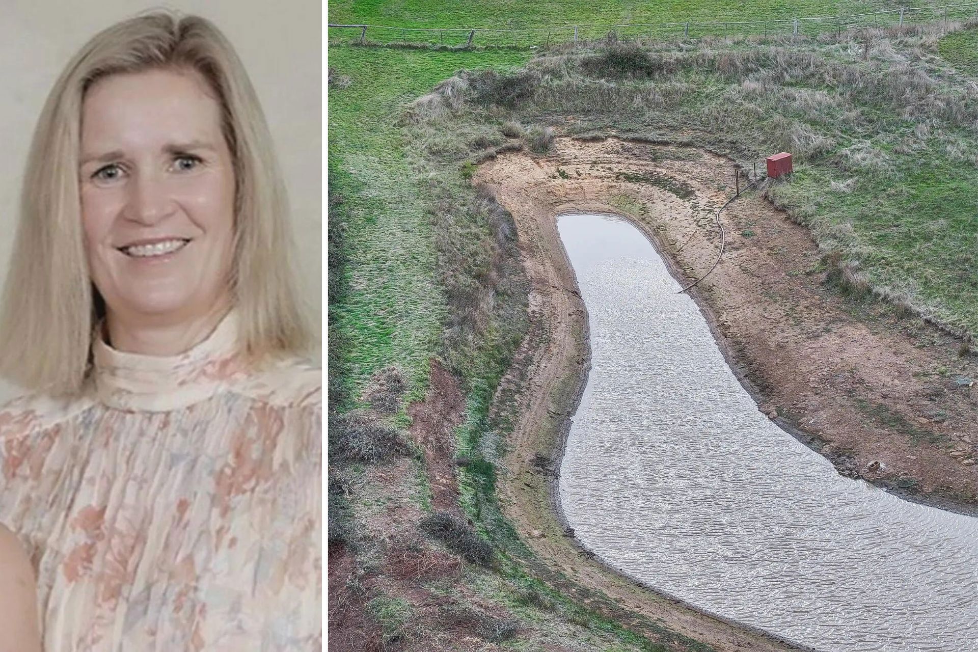 Samantha Murphy dam composite index: Missing Ballarat mother Samantha Murphy and the Bunninyong dam where police found her phone on May 29, 2024. Photos: Supplied, Joe Armao
