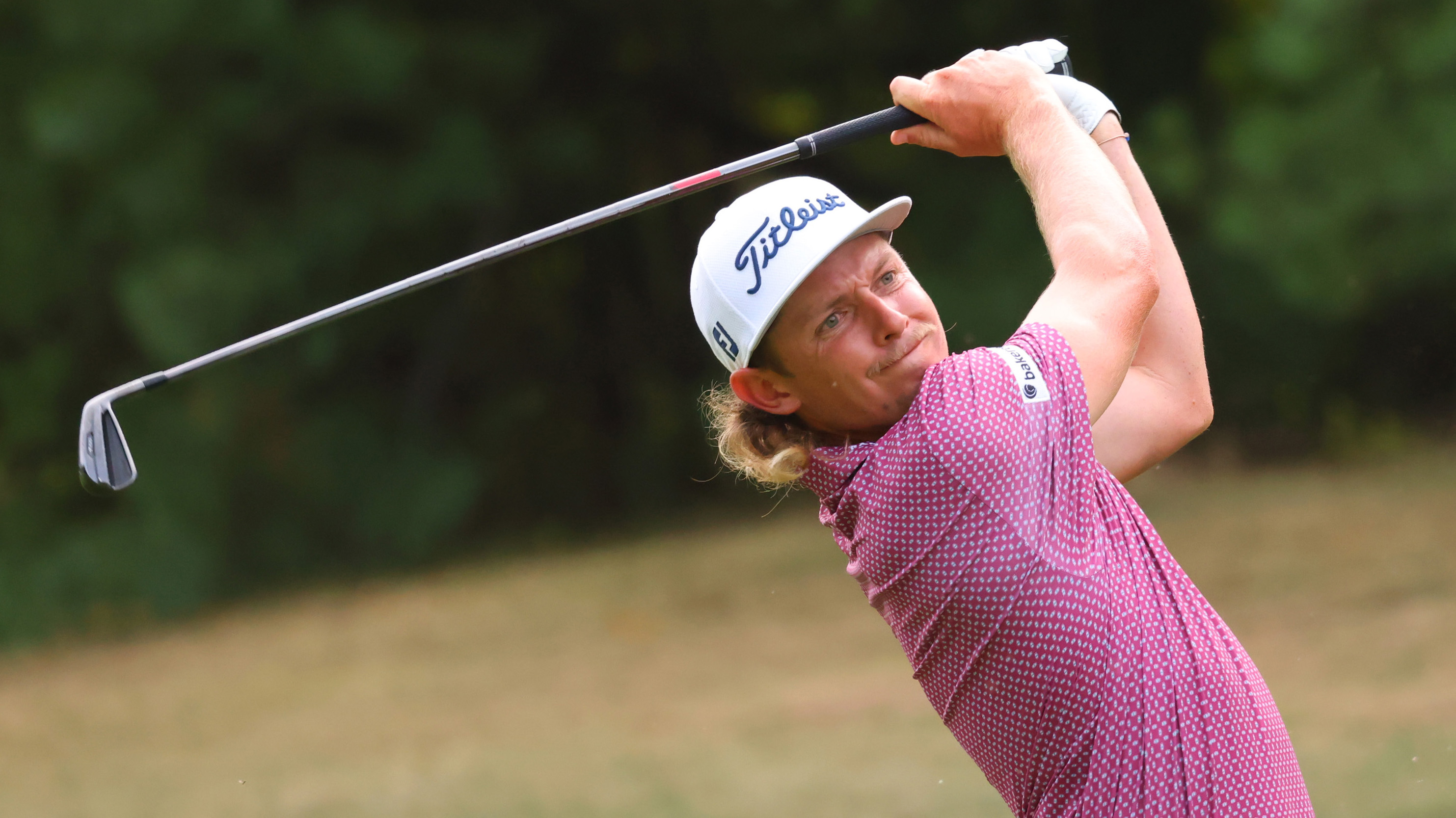 Team Captain Cameron Smith of Punch GC plays his second shot on the 18th hole during Day Three of the LIV Golf Invitational - Boston at The Oaks golf course at The International on September 04, 2022 in Bolton, Massachusetts. (Photo by Chris Trotman/LIV Golf via Getty Images)