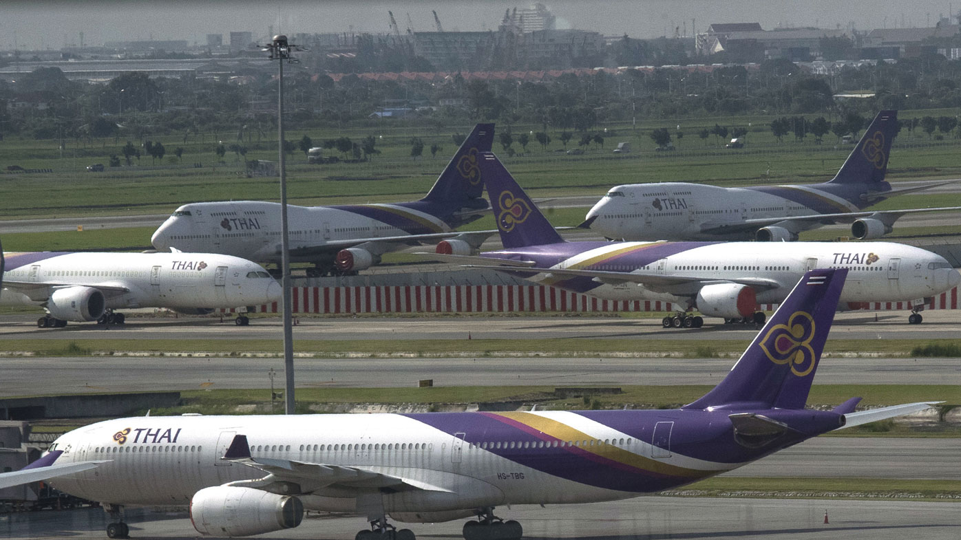 A file photo of Thai Airways planes on the tarmac at Suvarnabhumi Airport in Bangkok, Thailand.