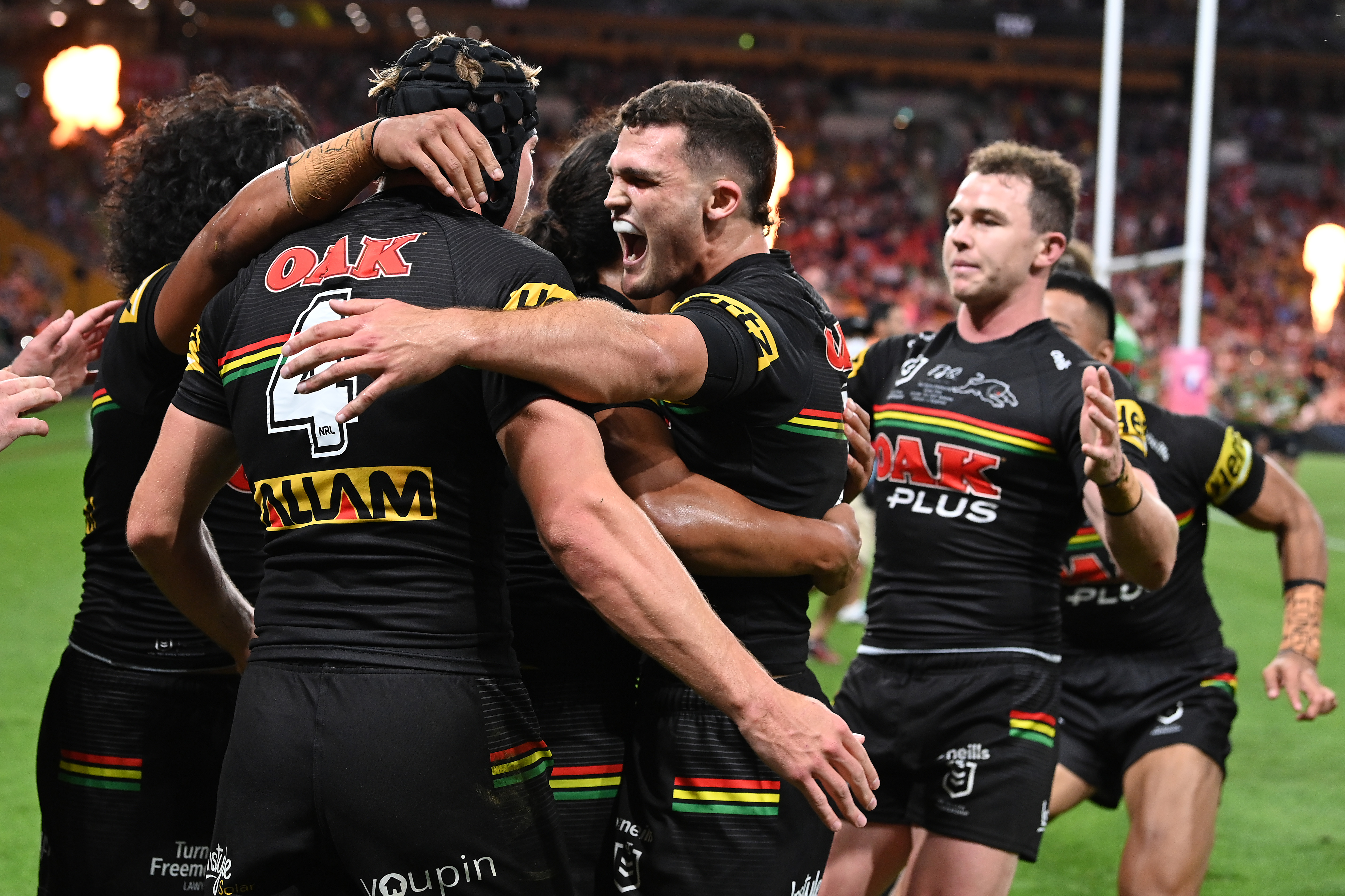 BRISBANE, AUSTRALIA - OCTOBER 03: during the 2021 NRL Grand Final match between the Penrith Panthers and the South Sydney Rabbitohs at Suncorp Stadium on October 03, 2021, in Brisbane, Australia. (Photo by Bradley Kanaris/Getty Images)