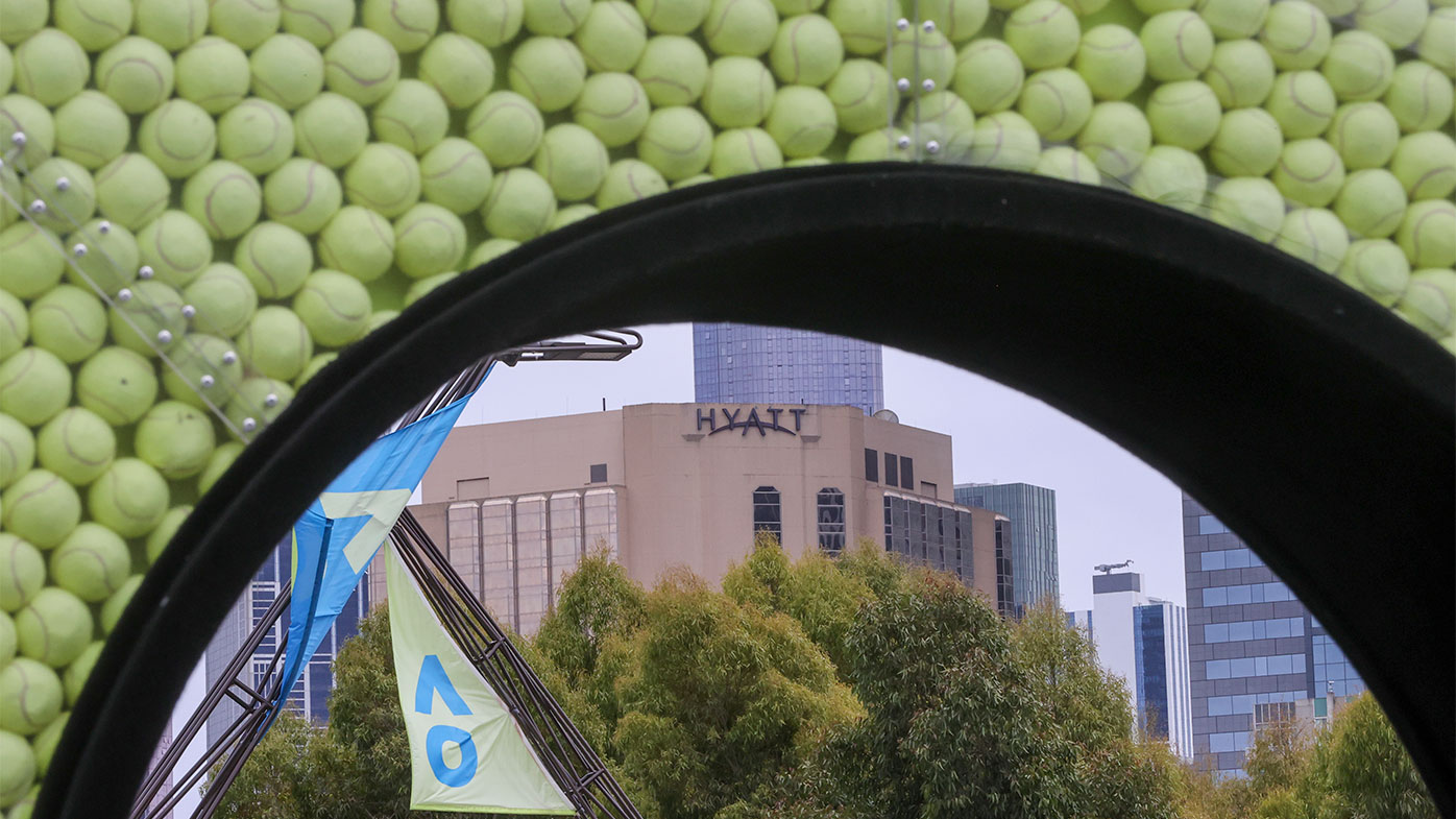 The Grand Hyatt hotel seen from Melbourne Park.