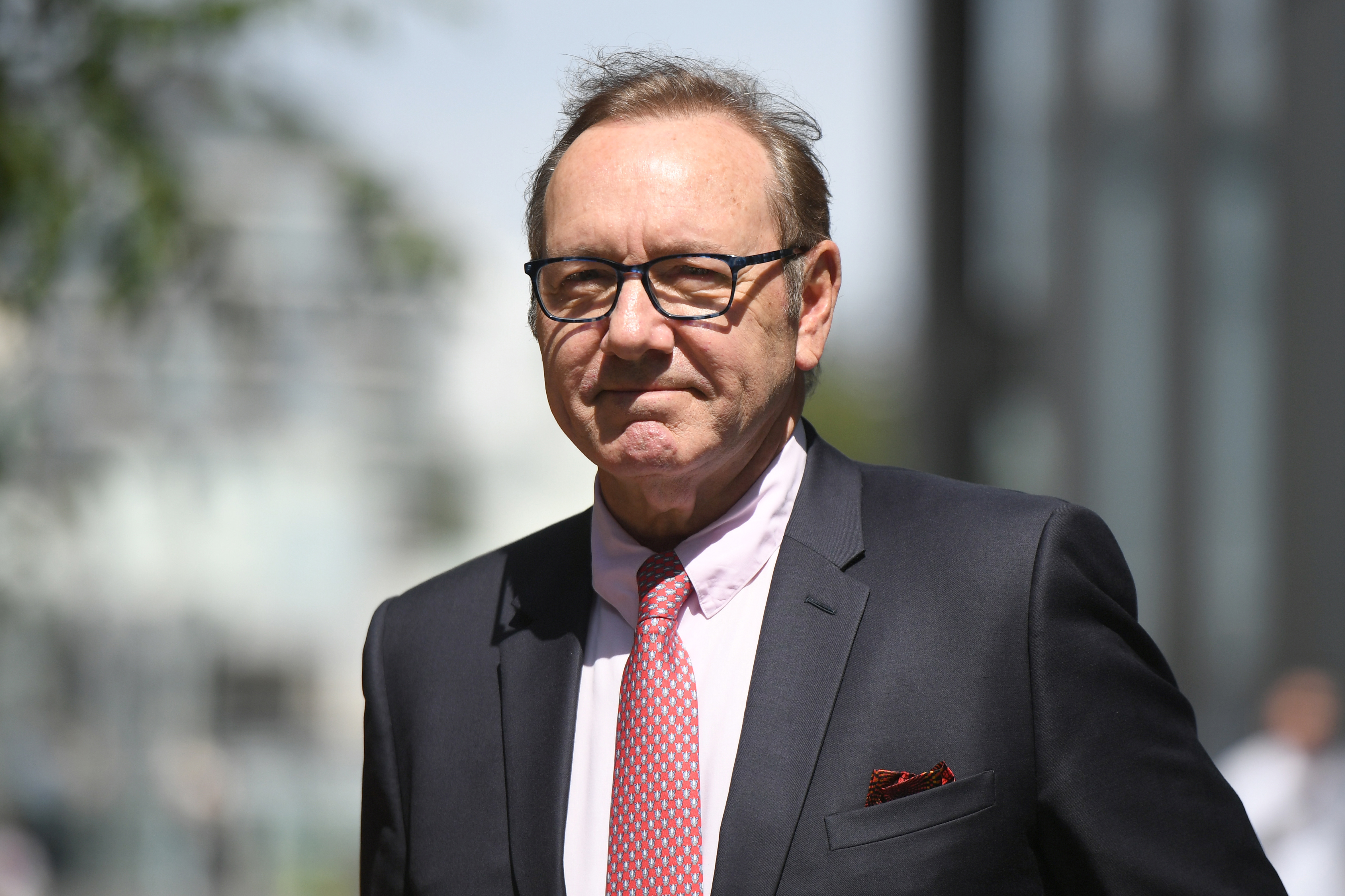Kevin Spacey returns after a lunch break at Southwark Crown Court as the jury deliberate on his sexual assault trial on July 26, 2023 in London, England. 