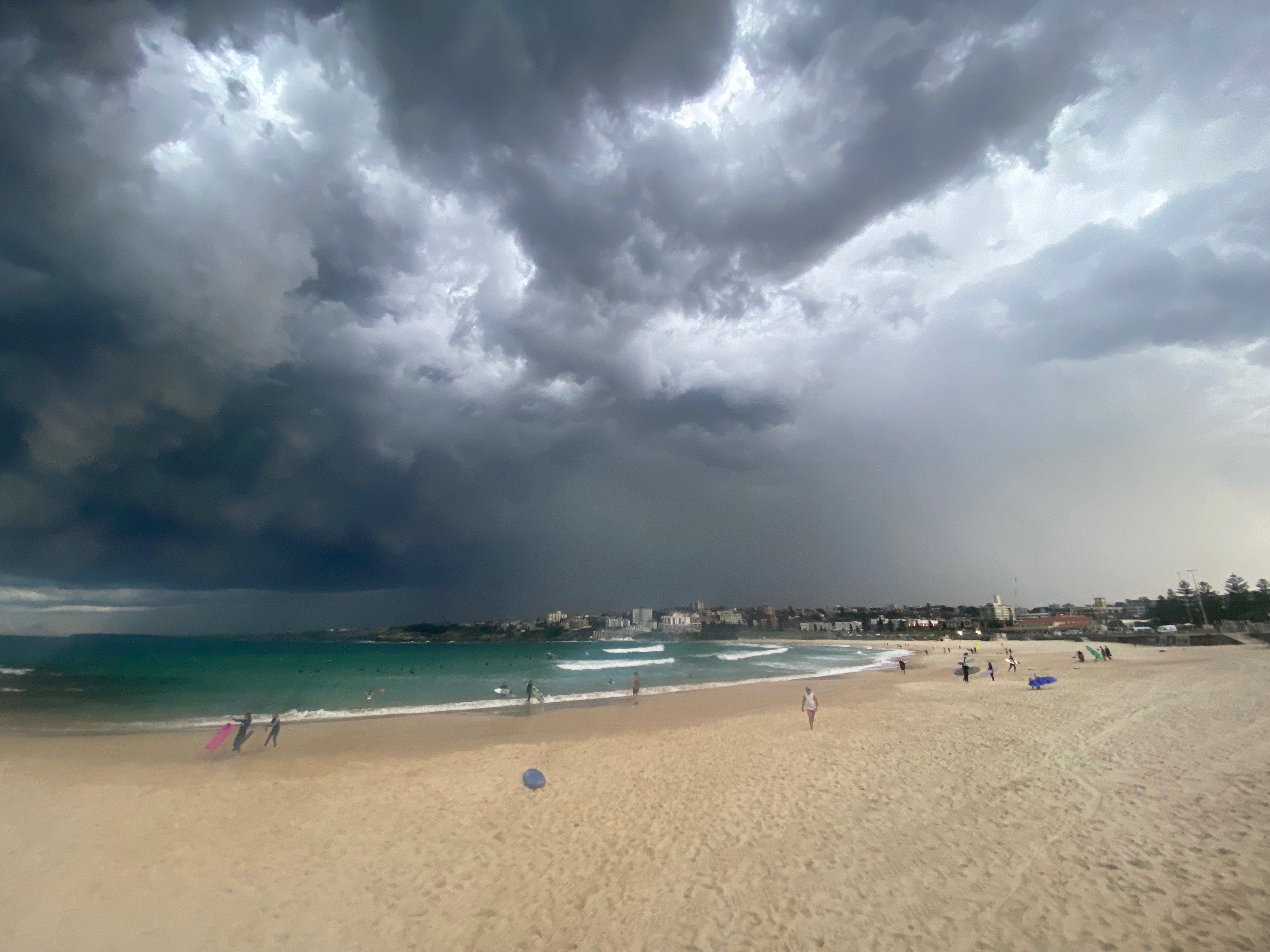 Storm clouds roll over Bondi beach on Friday afternoon.