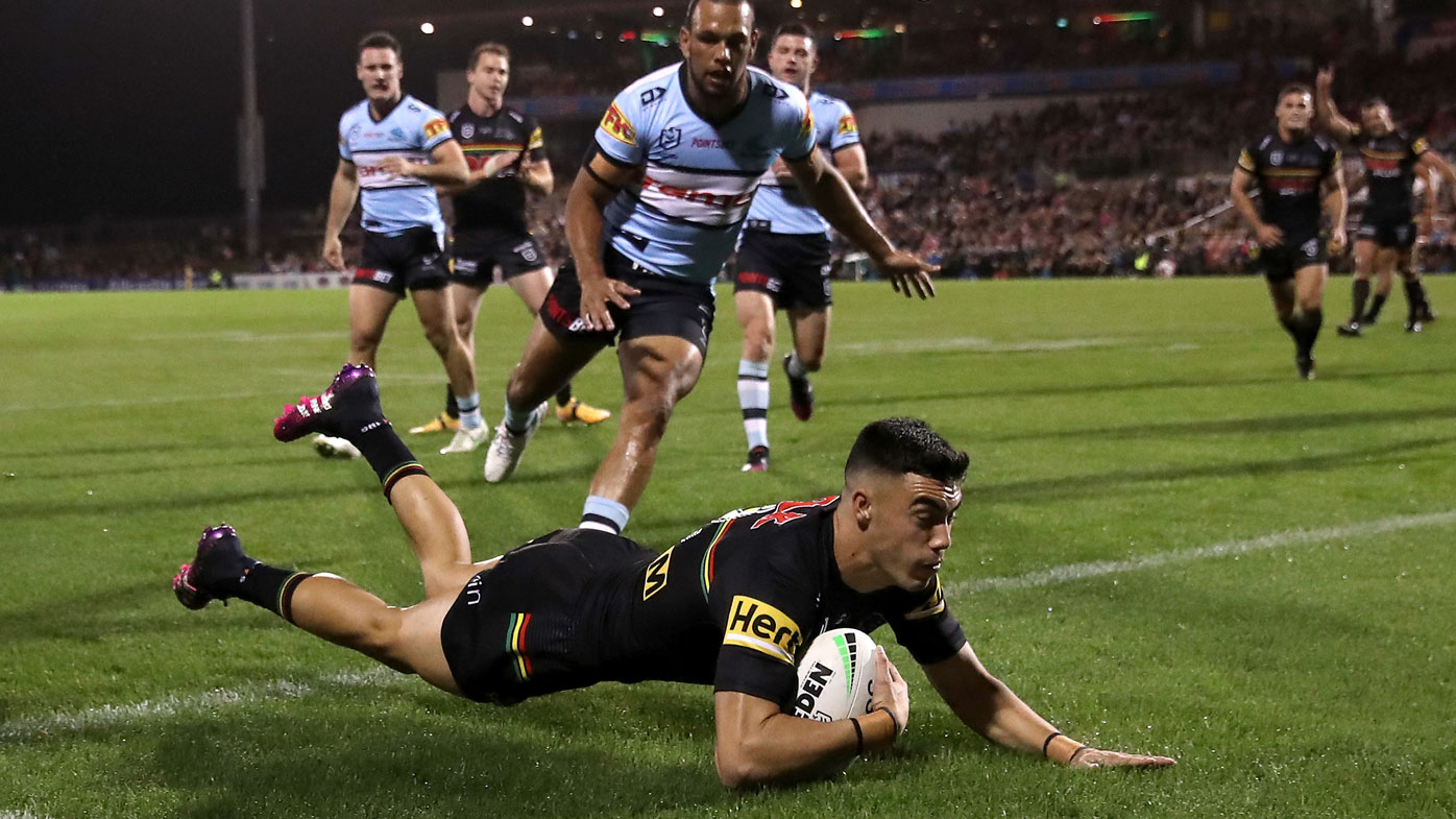 Charlie Staines notches another hat-trick against the Sharks. (Getty)