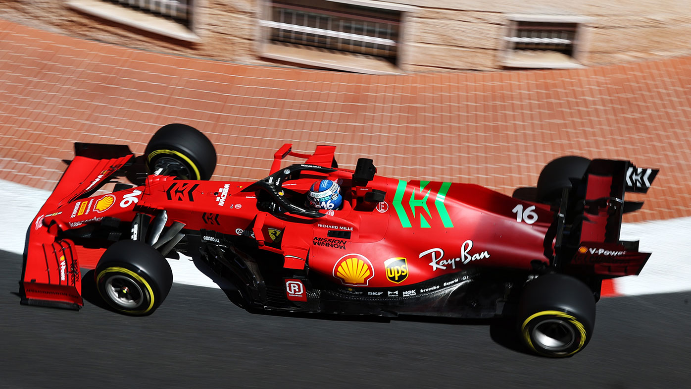 Ferrari's Charles Leclerc during opening practice in Monaco.