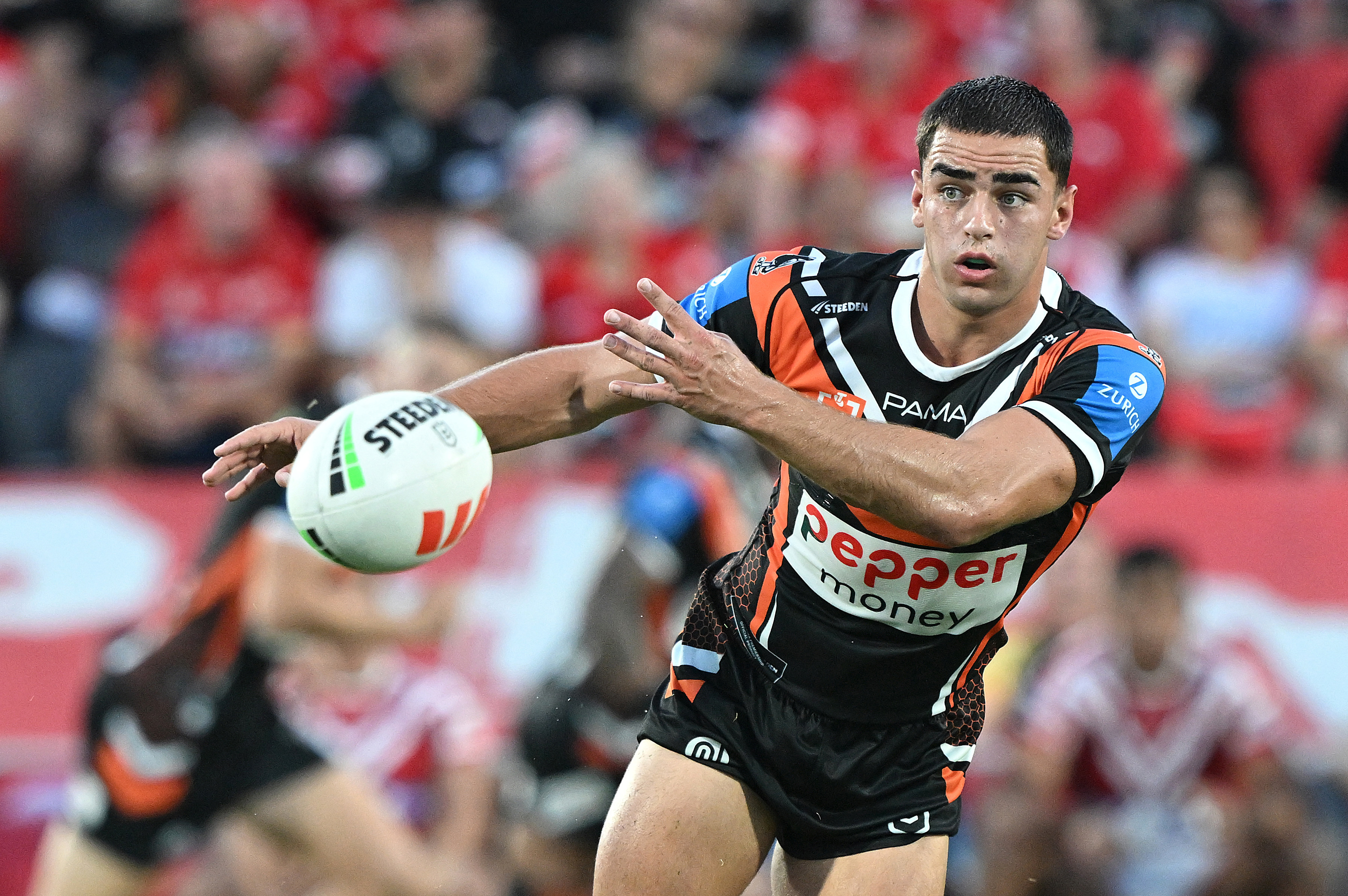 Tallyn Da Silva in action for Wests Tigers.