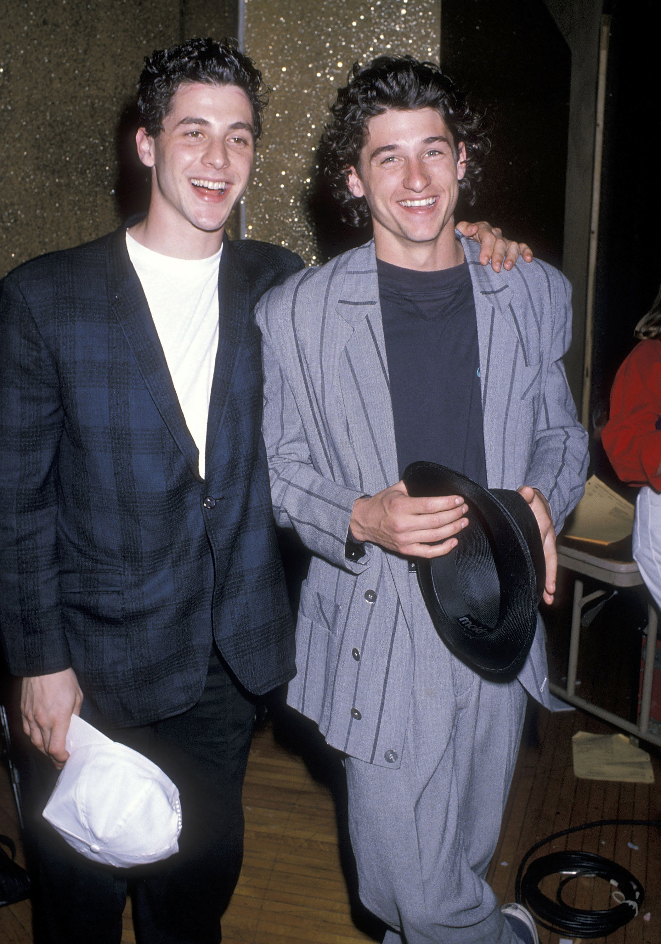 Actor Corey Parker and actor Patrick Dempsey attend the Allan Carr Hosts a Pre-Oscar Cocktail Party for the 61st Annual Academy Awards on March 27, 1989 at the Shrine Auditorium in Los Angeles, California. 