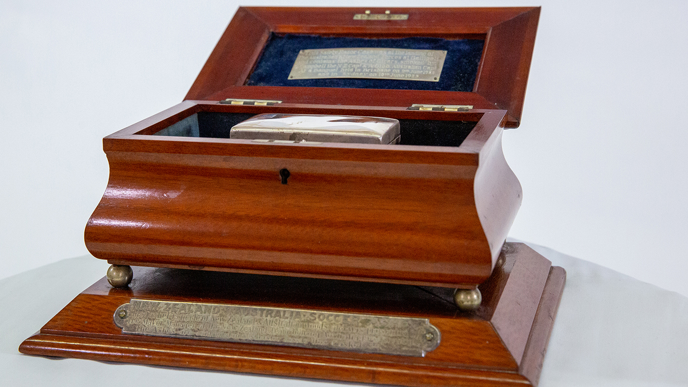 The "Soccer Ashes" trophy has been found after going missing in 1954.