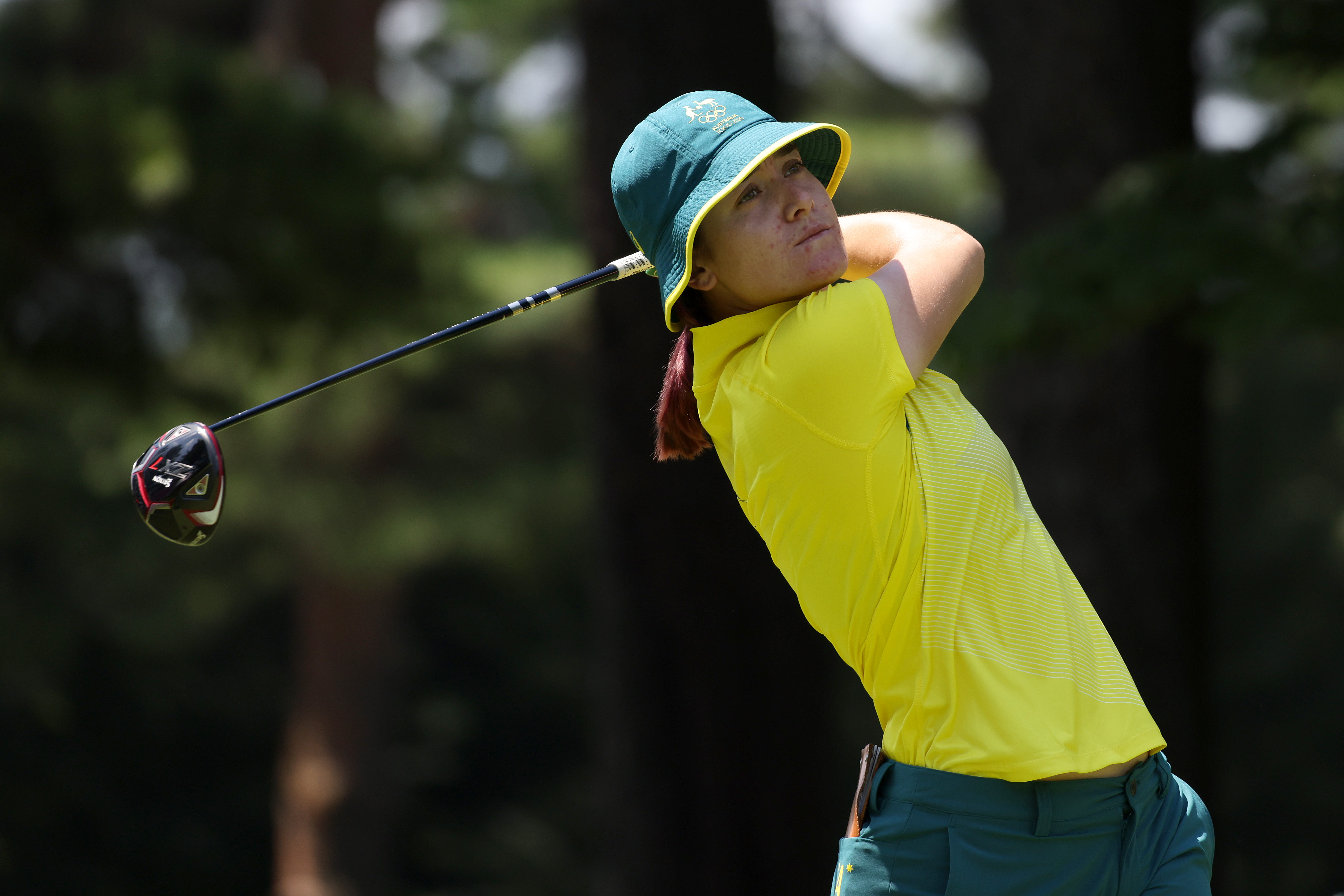 Hannah Green drives the ball in Tokyo.