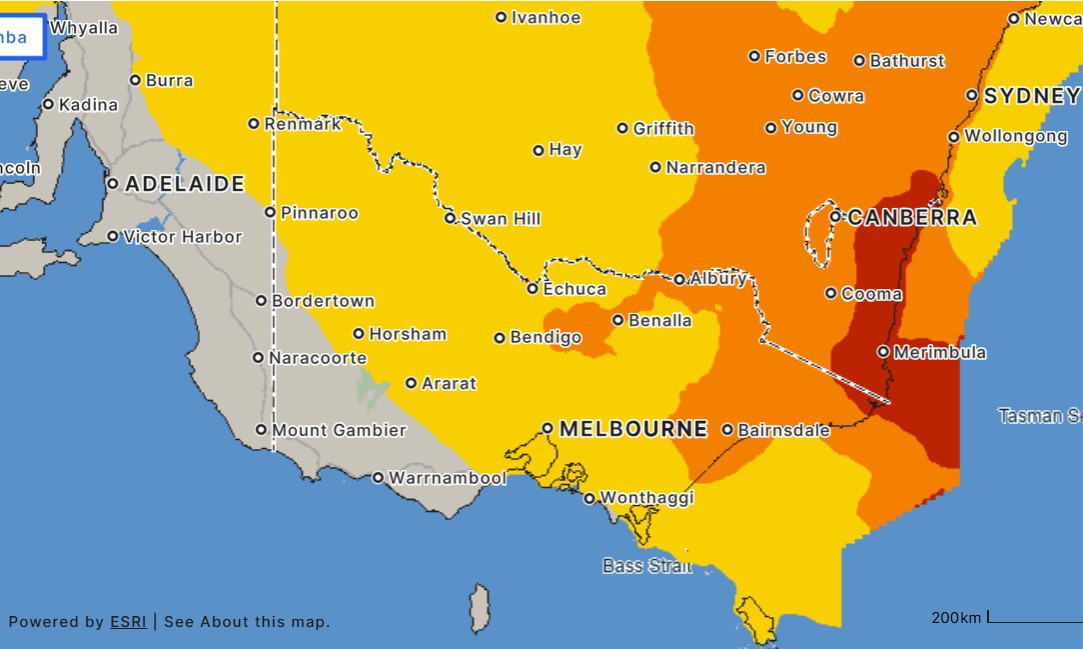 Victoria heat map Sat Jan 10, 2026