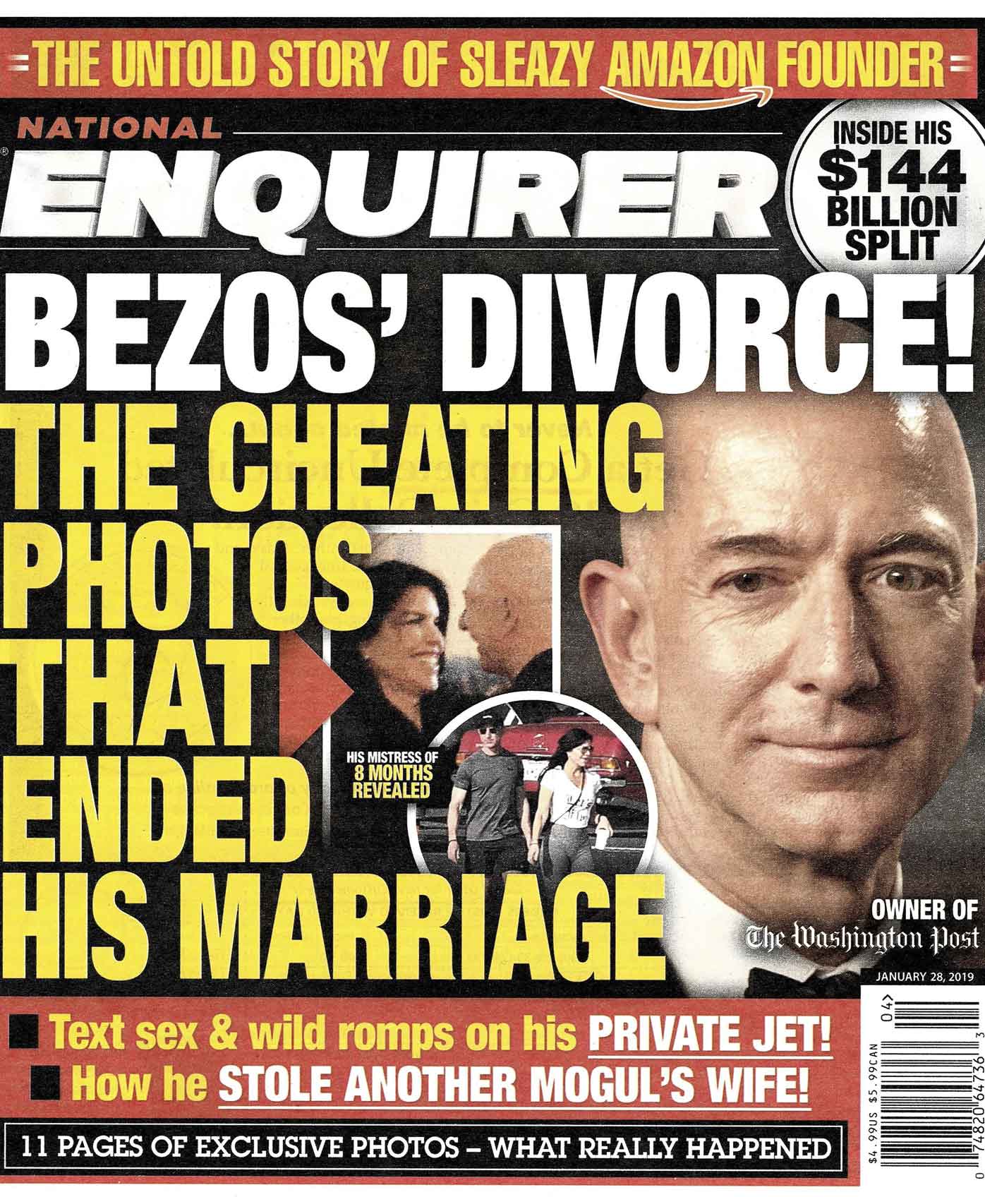 Jeff Bezos' marriage was brought undone by infidelity, reports of which were published by The National Enquirer.