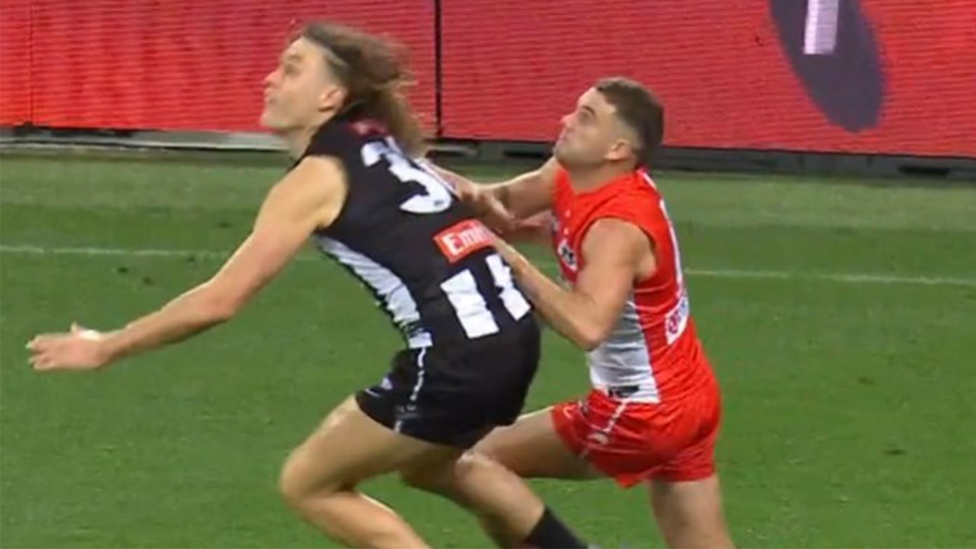 AFL 2022 Sydney Swans v Collingwood preliminary final, Tom Papley goal, free kick, video, reaction