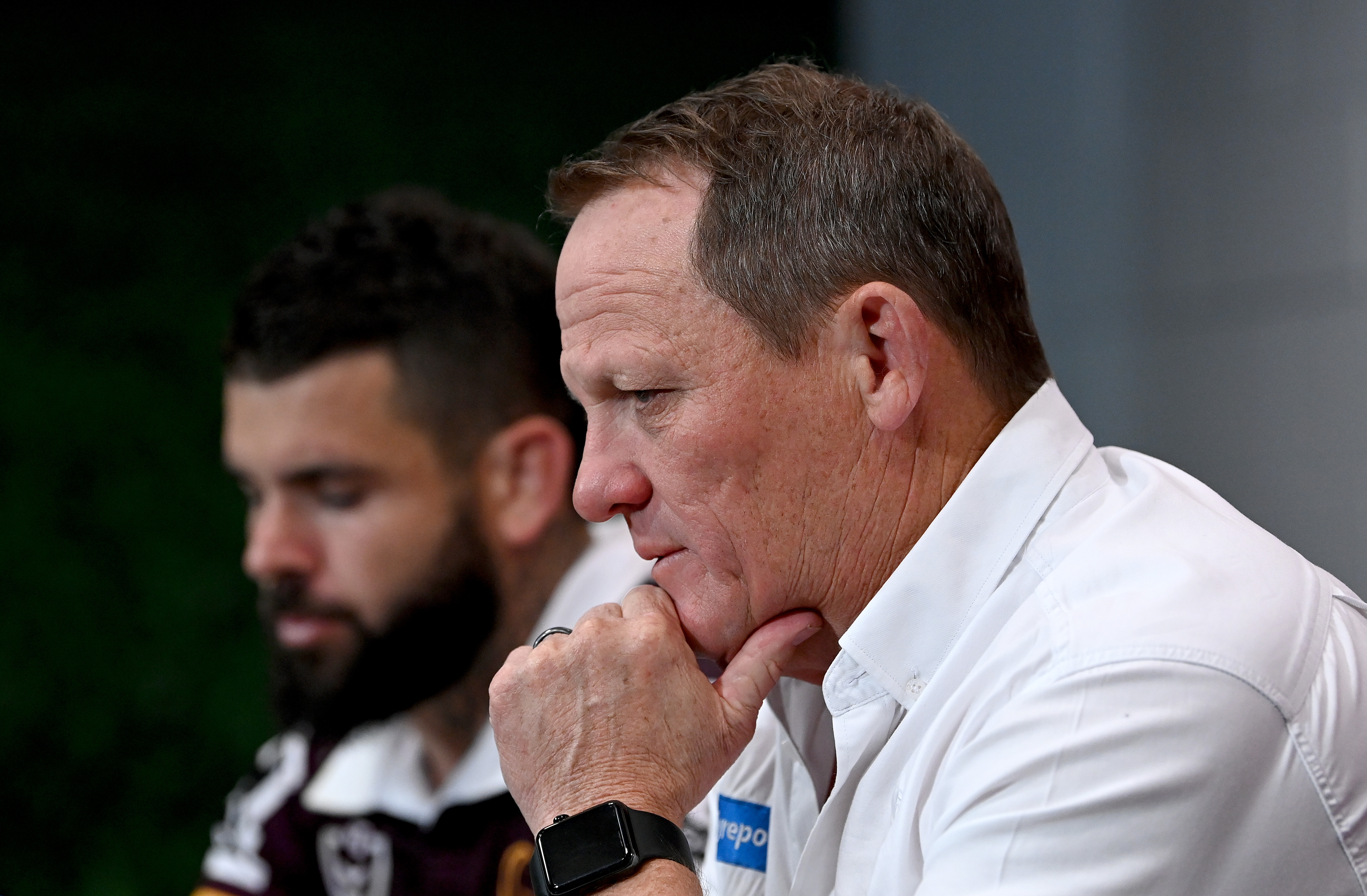 Broncos coach Kevin Walters and captain Adam Reynolds.