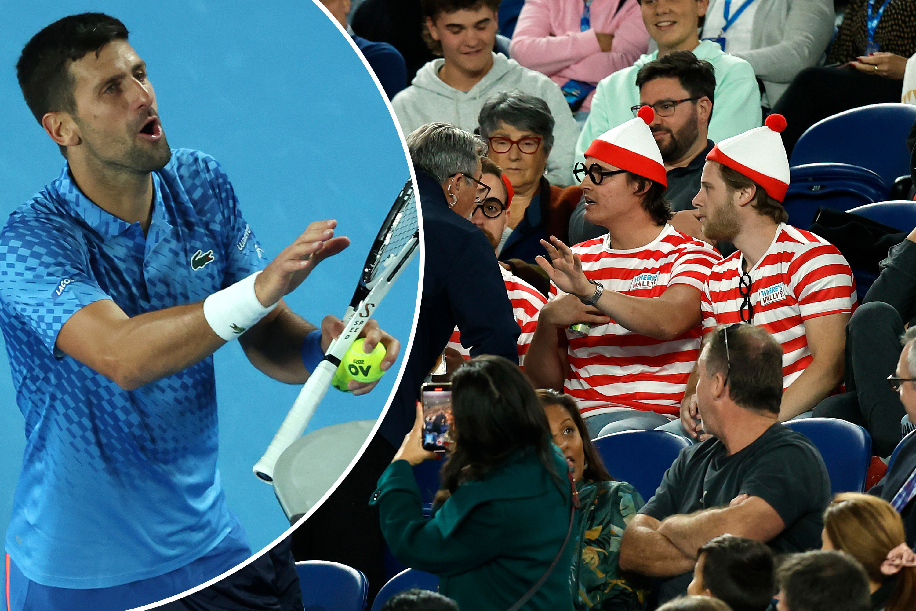Novak Djokovic complained to the umpire before a group of fans were ejected by security.
