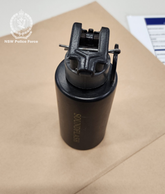 A flashbang grenade was found in the storage container.