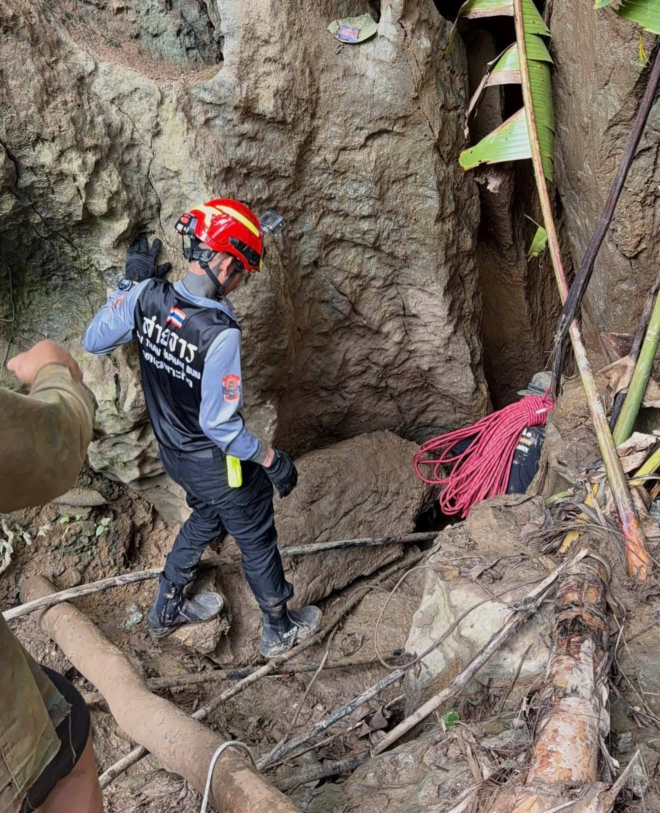 Rescuers work to reach villagers who have been trapped in a cave in Xaisomboun province, Laos on Monday, May 25.