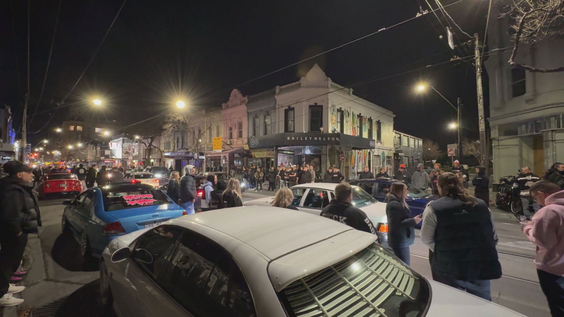 The meet allegedly began in Port Melbourne where more than 600 hundred people had gathered before the crowd moved to Chapel Street﻿