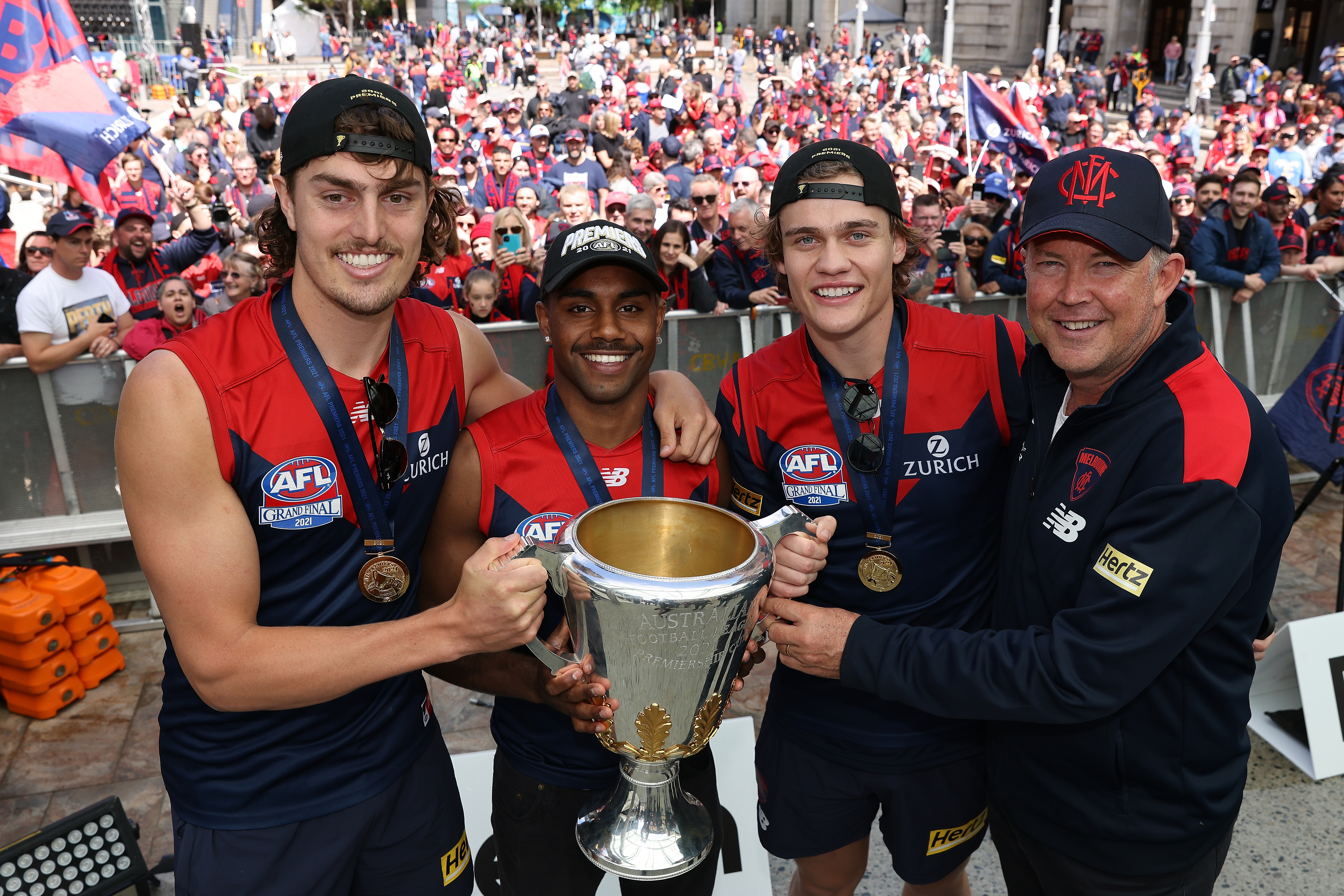 Luke Jackson, Kysaiah Pickett, Trent Rivers and Gary Pert of the Demons.