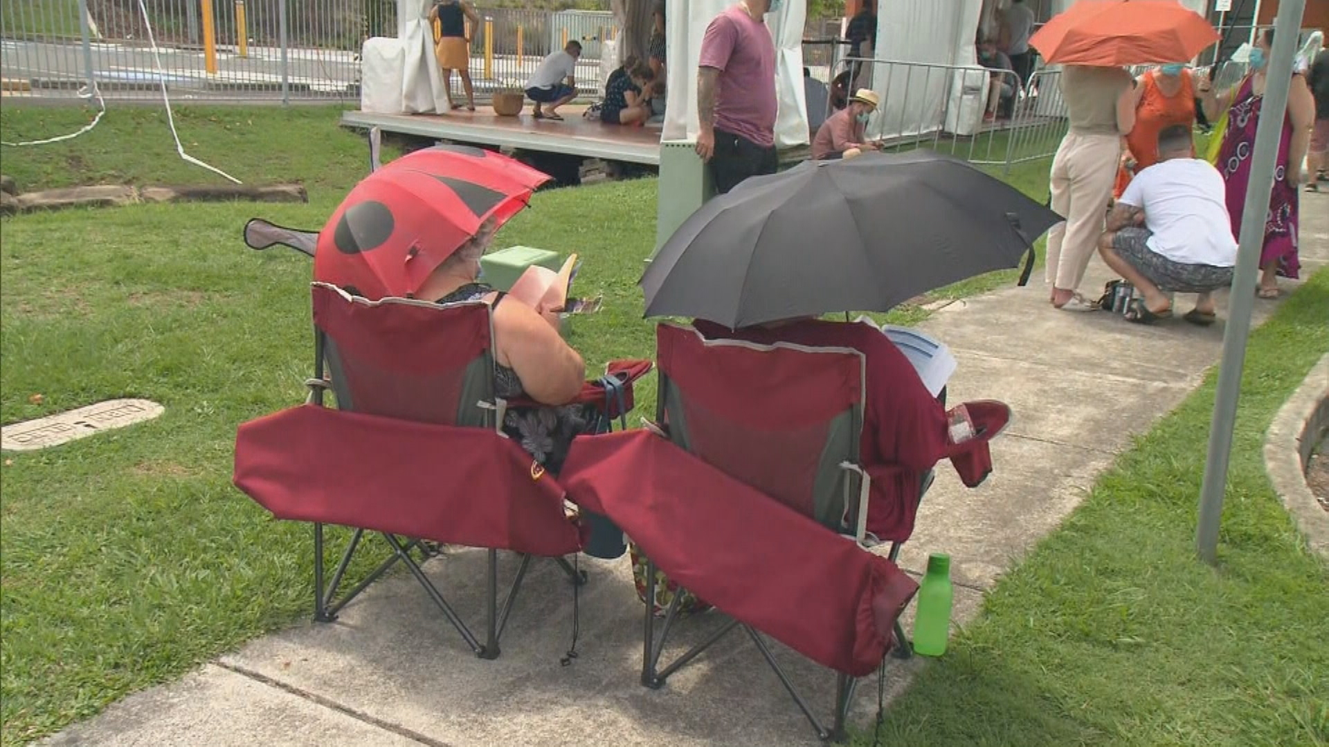 Some came ready for the wait with camp chairs and umbrellas.