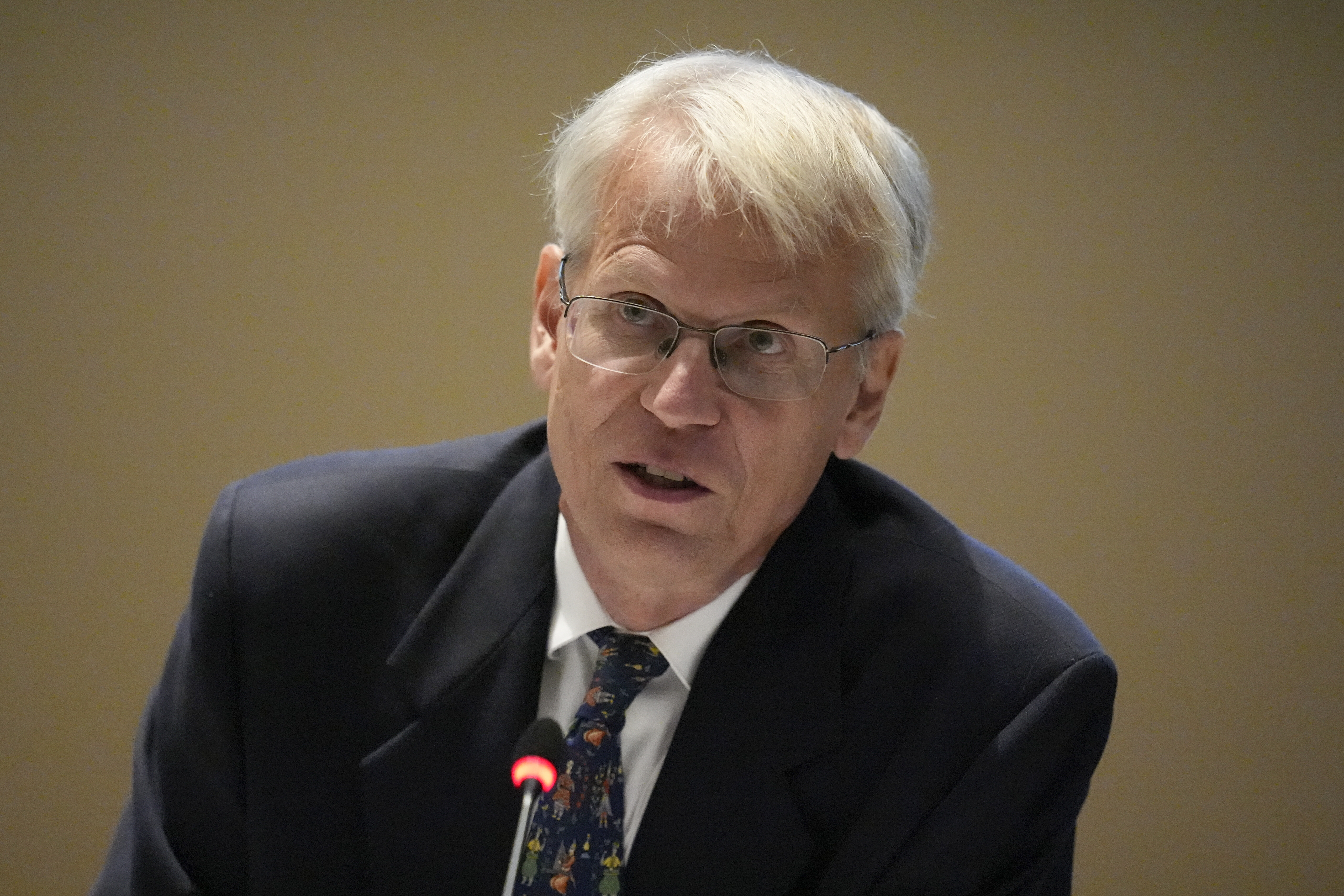 Dr. Martin Kulldorf speaks during a meeting of the Advisory Committee in Immunization Practices at the CDC, Wednesday, June 25, 2025, in Atlanta. 
