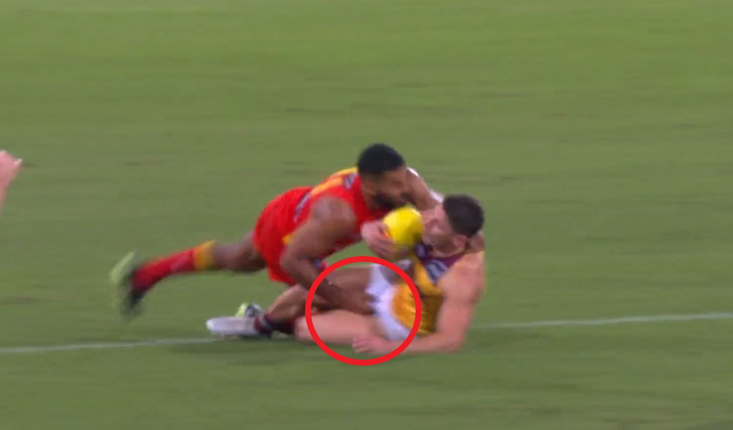 Suns star Touk Miller grabbed the genitals of Lions captain Dayne Zorko.
