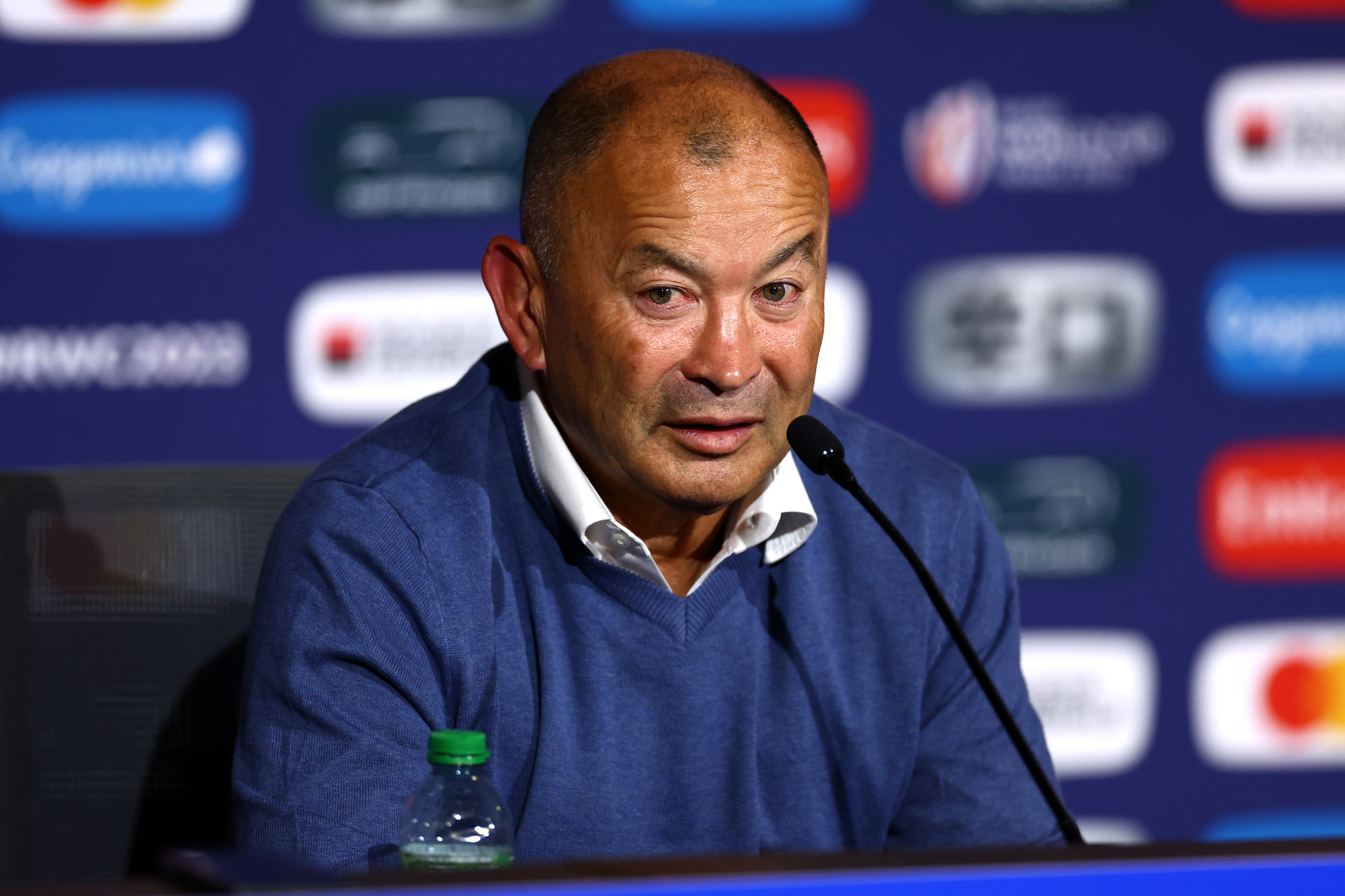 Eddie Jones speaks to the media in the post match press conference.