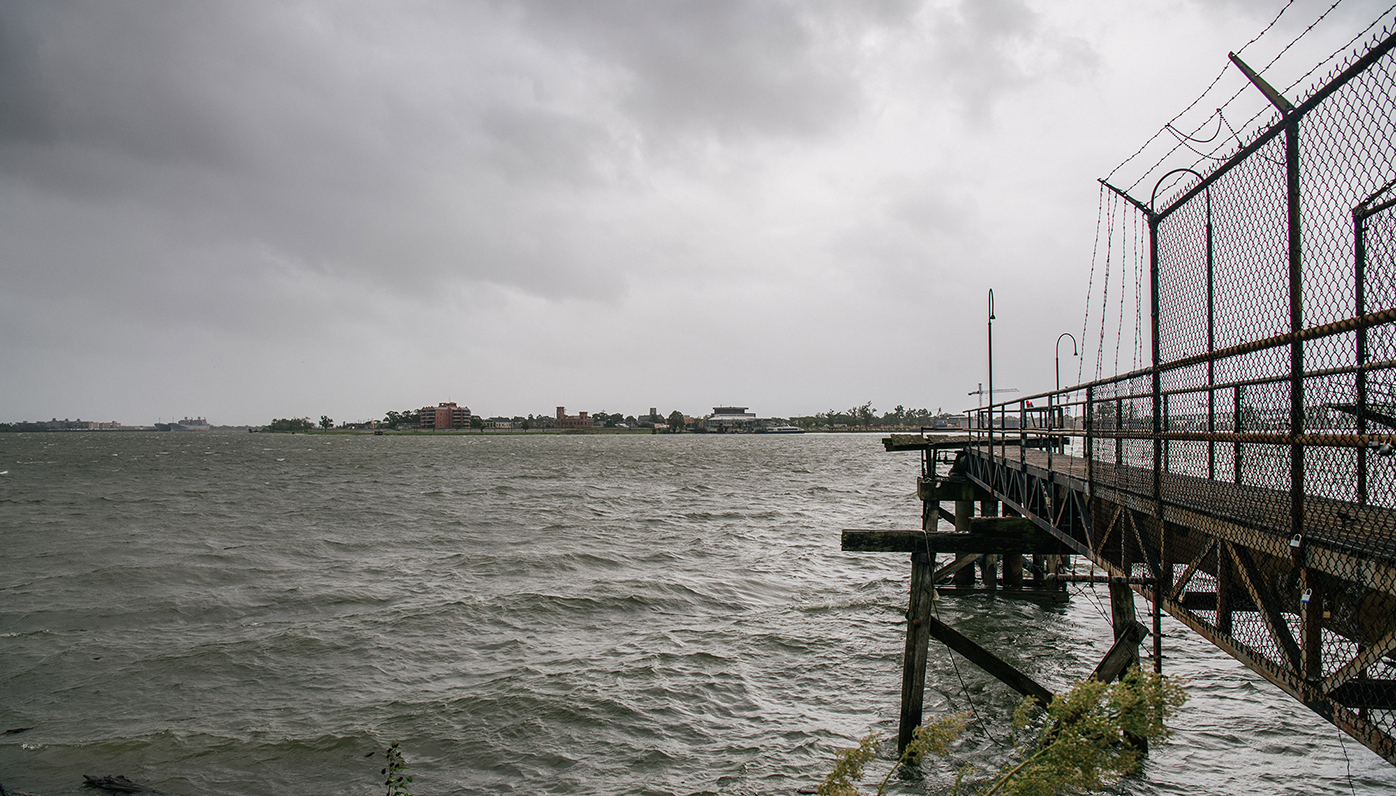 The Mississippi River in New Orleans, Louisiana. The flow of the river was briefly reversed amid the storm surge.