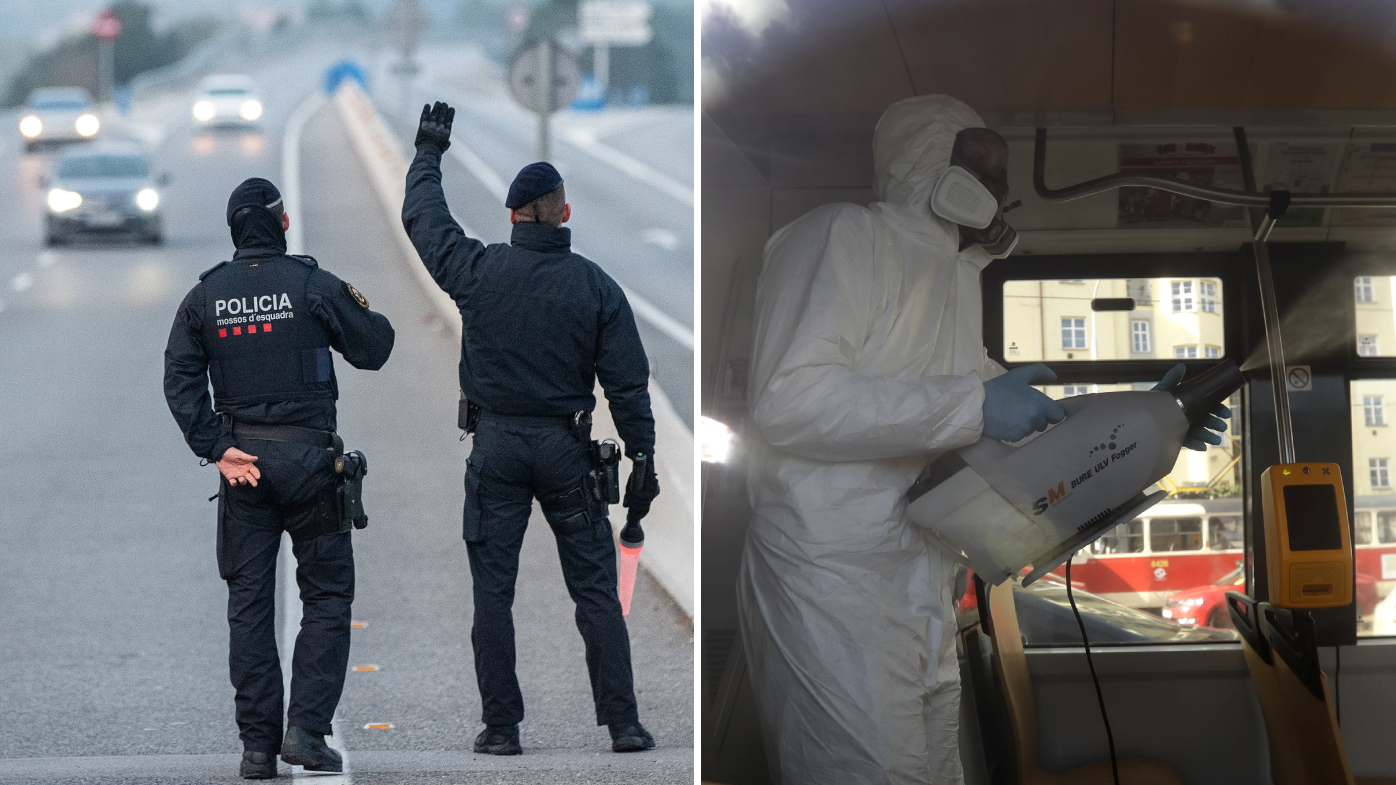 Police in Spain, health workers in Czech Republic