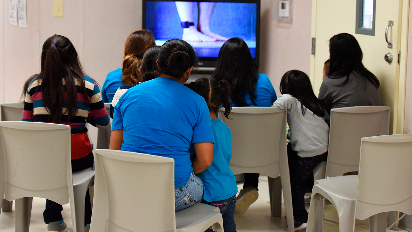FILE - This Aug. 9, 2018, file photo, provided by U.S. Immigration and Customs Enforcement, shows a scene from a tour of South Texas Family Residential Center in Dilley, Texas.