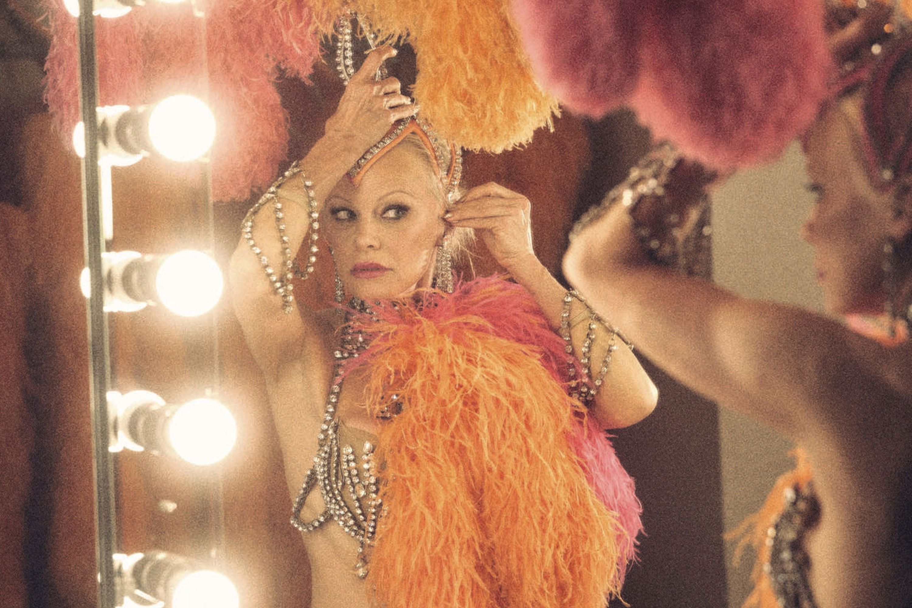 Pamela Anderson is pictured in a scene from "The Last Showgirl."