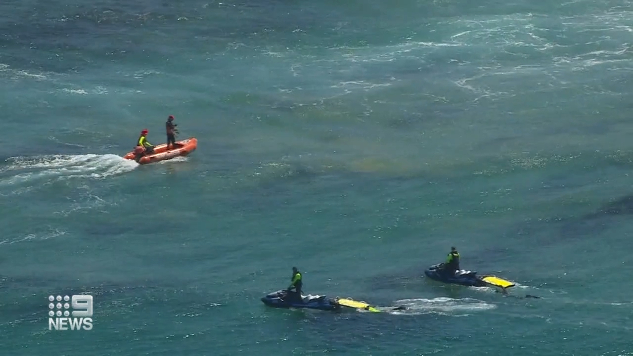 A desperate search has entered its second night after a 20-year-old Victorian man disappeared beneath the surf at a Mornington Peninsula beach.