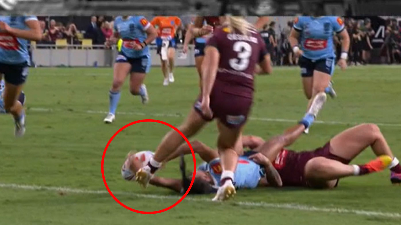 NSW was awarded a late penalty try after this kick from Shenae Ciesiolka