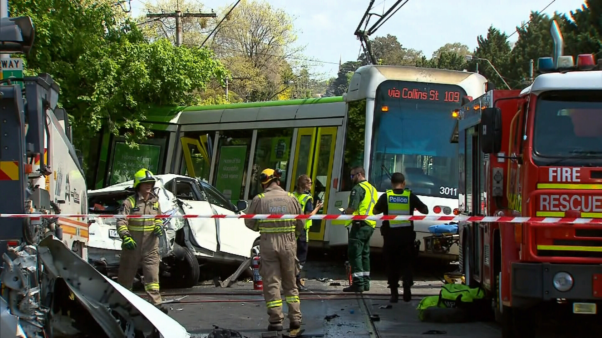 Melbourne tram derailed in crash